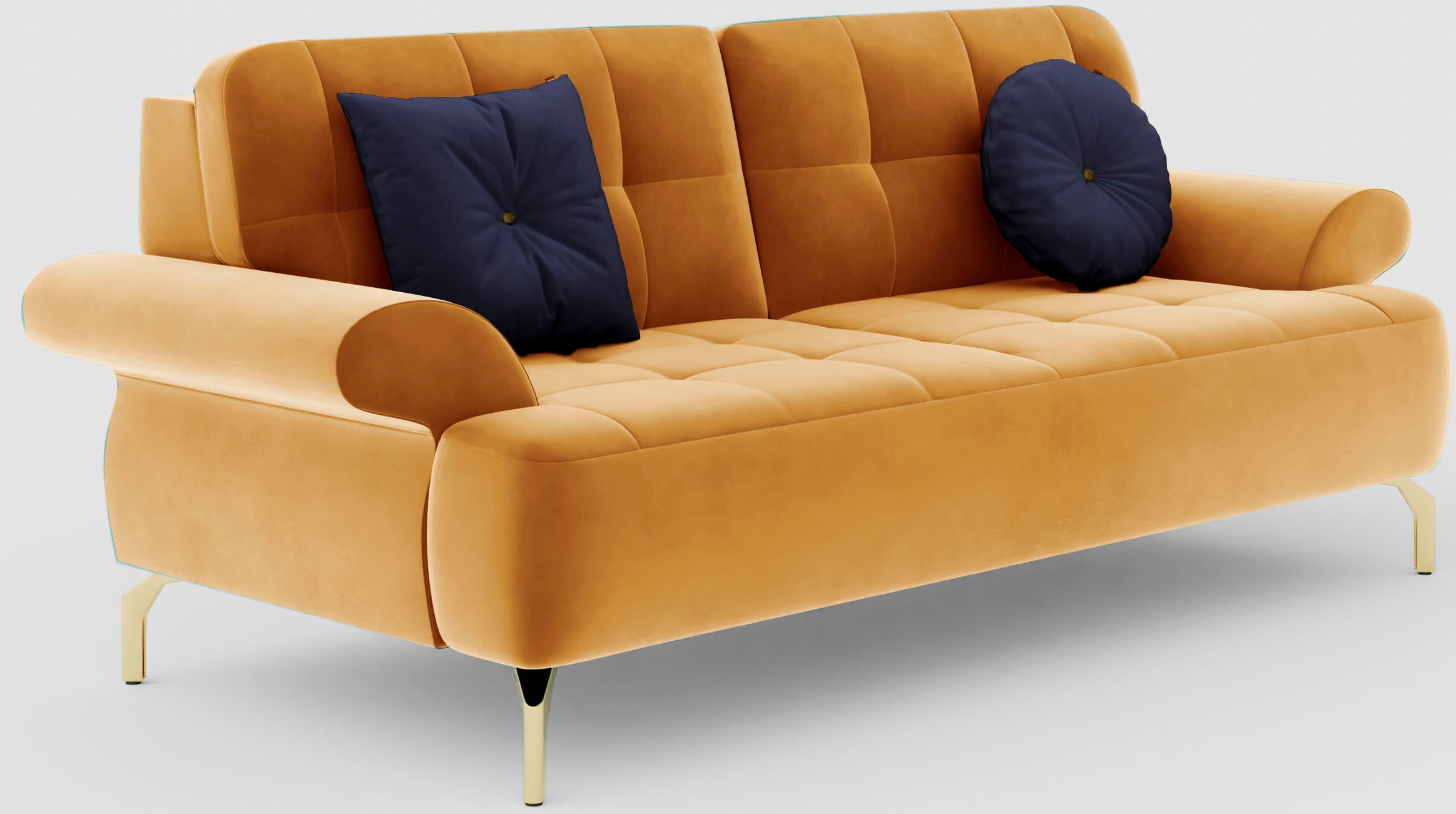 sit&more 2,5-Sitzer »Orient 1« inkl. 2 Zierkissen mit Strass-Stein, goldfarbene Metallfüße