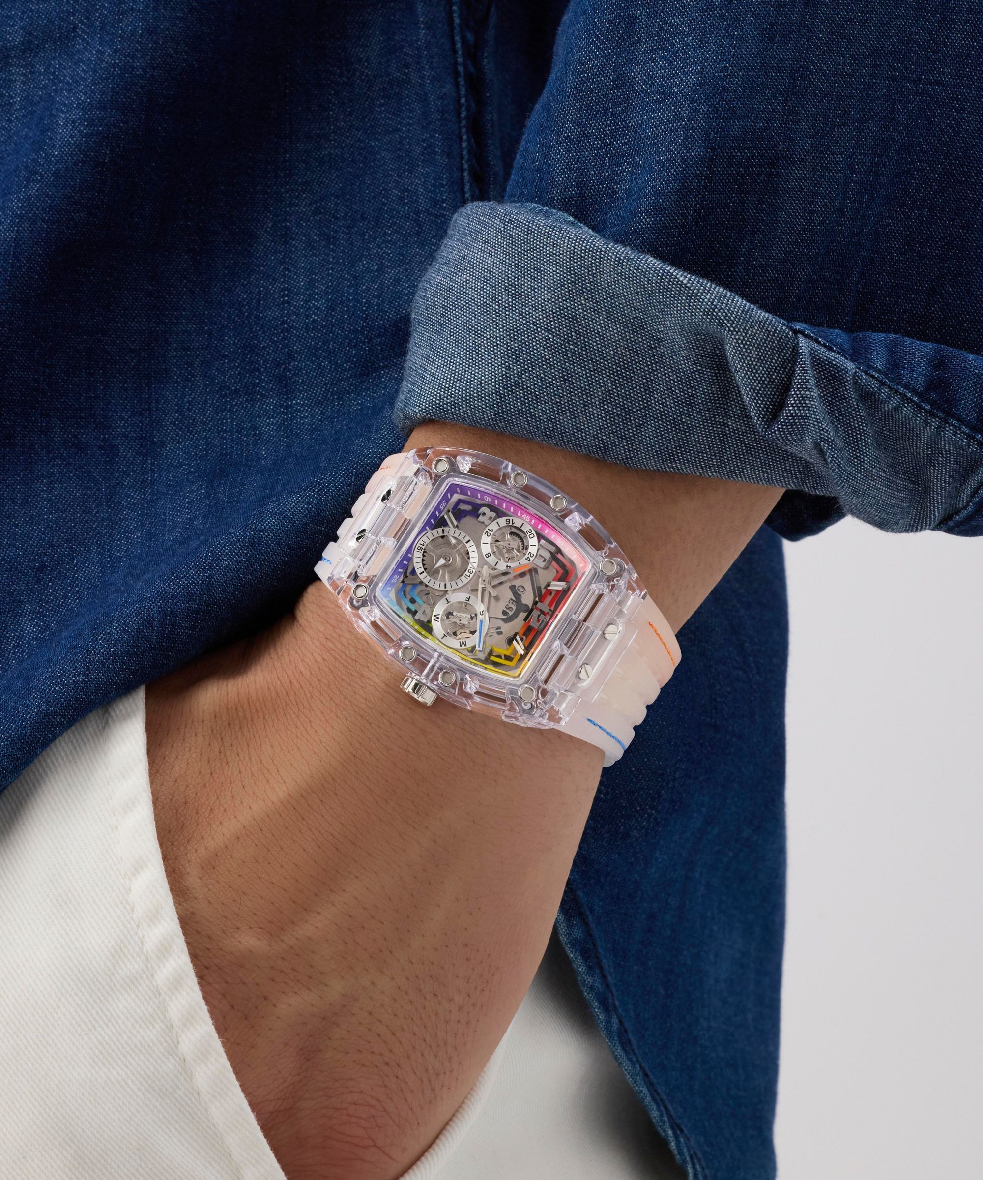 Guess Multifunktionsuhr »PHOENIX« Quarzuhr, Armbanduhr, Herrenuhr, Silikonarmband, analog, Wochentag
