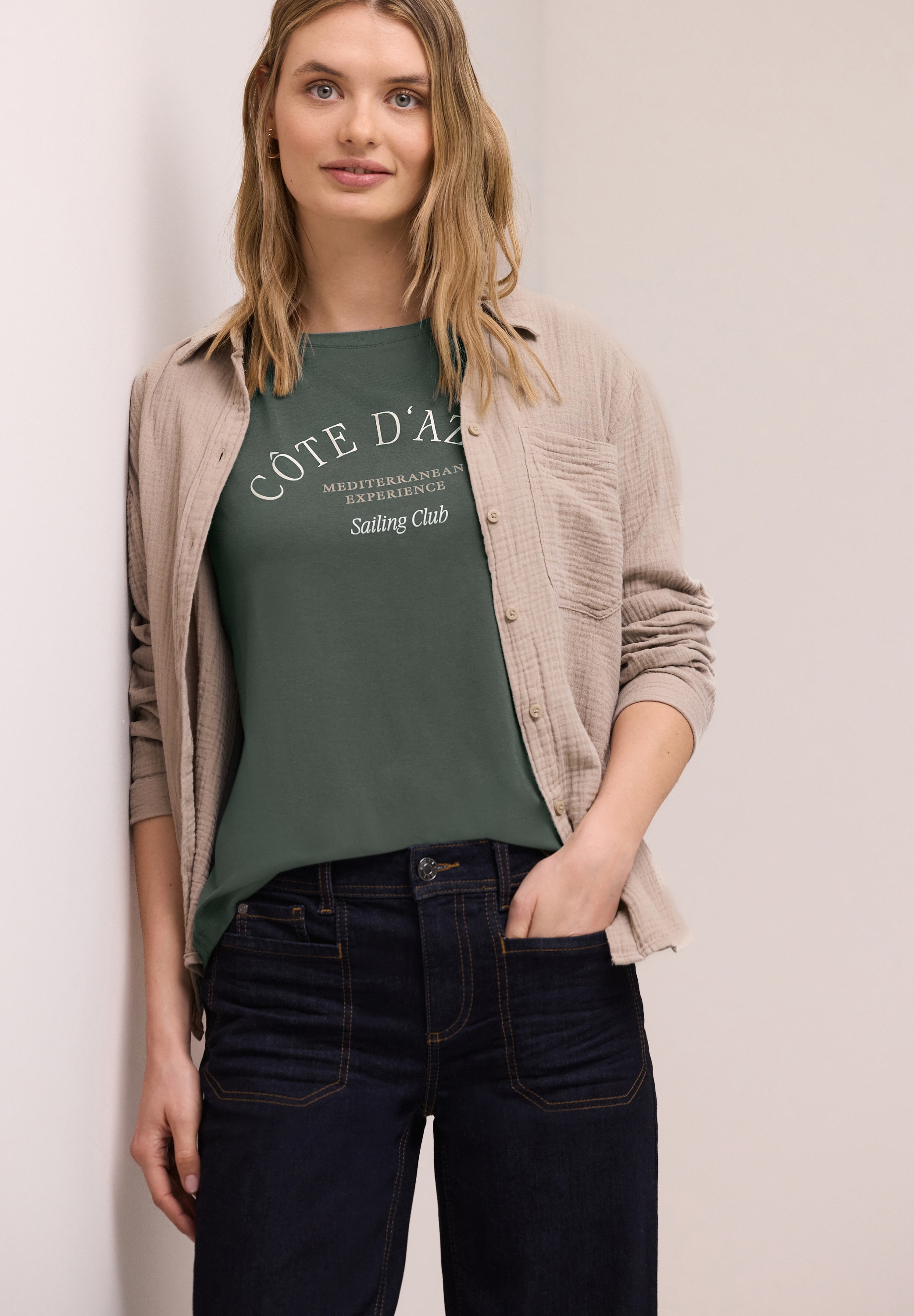 STREET ONE Rundhalsshirt Sommershirt mit Wording-Print