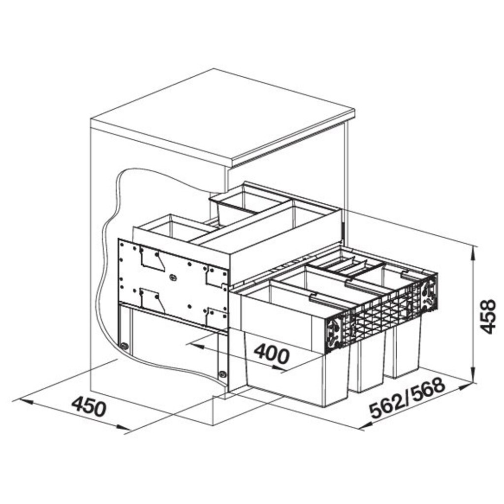 Blanco Mülltrennsystem »Select II XL 60/4«, 4 Behälter