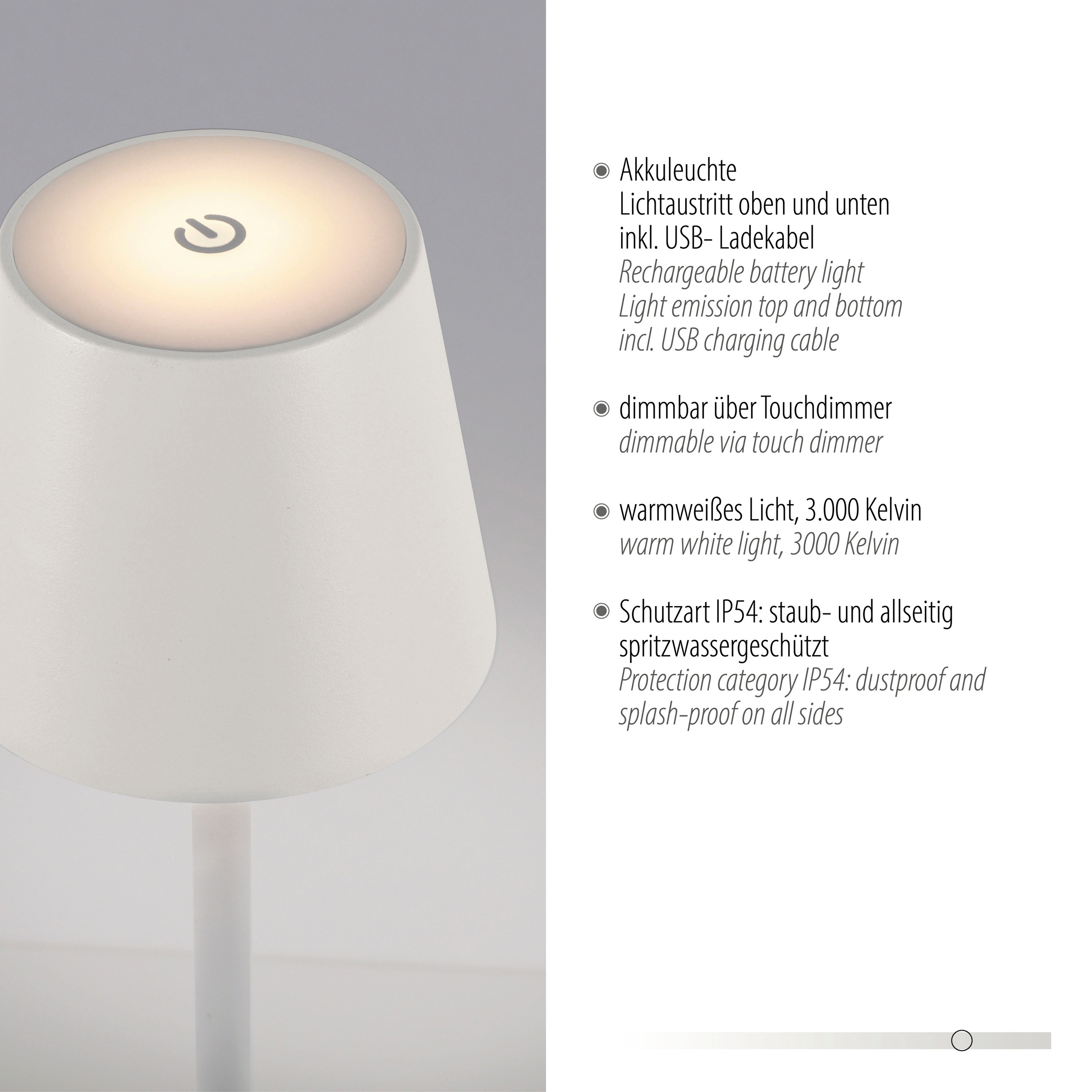 JUST LIGHT LED Tischleuchte »EURIA, 2er Set«, 1 flammig, Leuchtmittel LED-Board | LED fest integriert, LED Akku Tischlampe