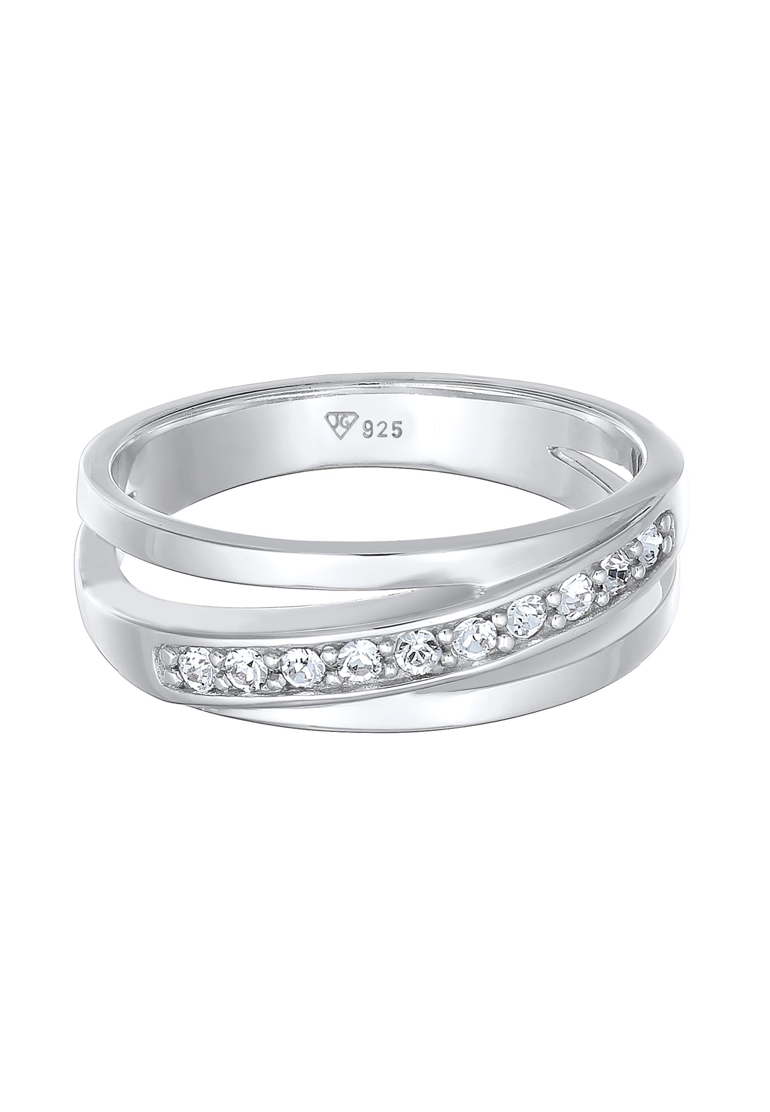 Elli Silberring »Ring Raffiniert Bandring Wickelring Kristalle 925 Silber«