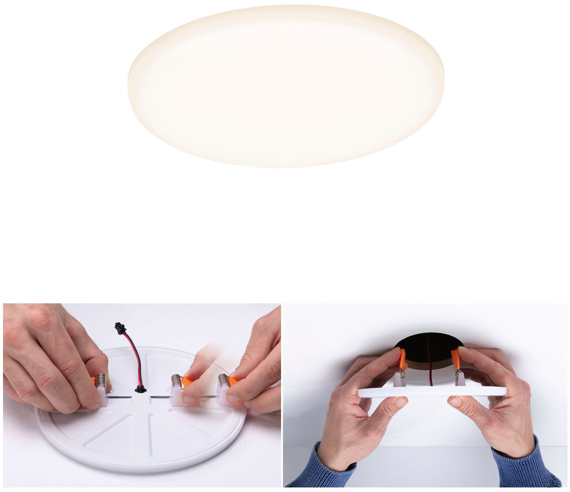 Paulmann LED Einbauleuchte »LED Einbaupanel Veluna VariFit IP44 rund 125mm 8,5W 3.000K Satin«, 1 flammig, LED Einbaupanel Veluna VariFit IP44 rund 125mm 8,5W 3.000K Satin