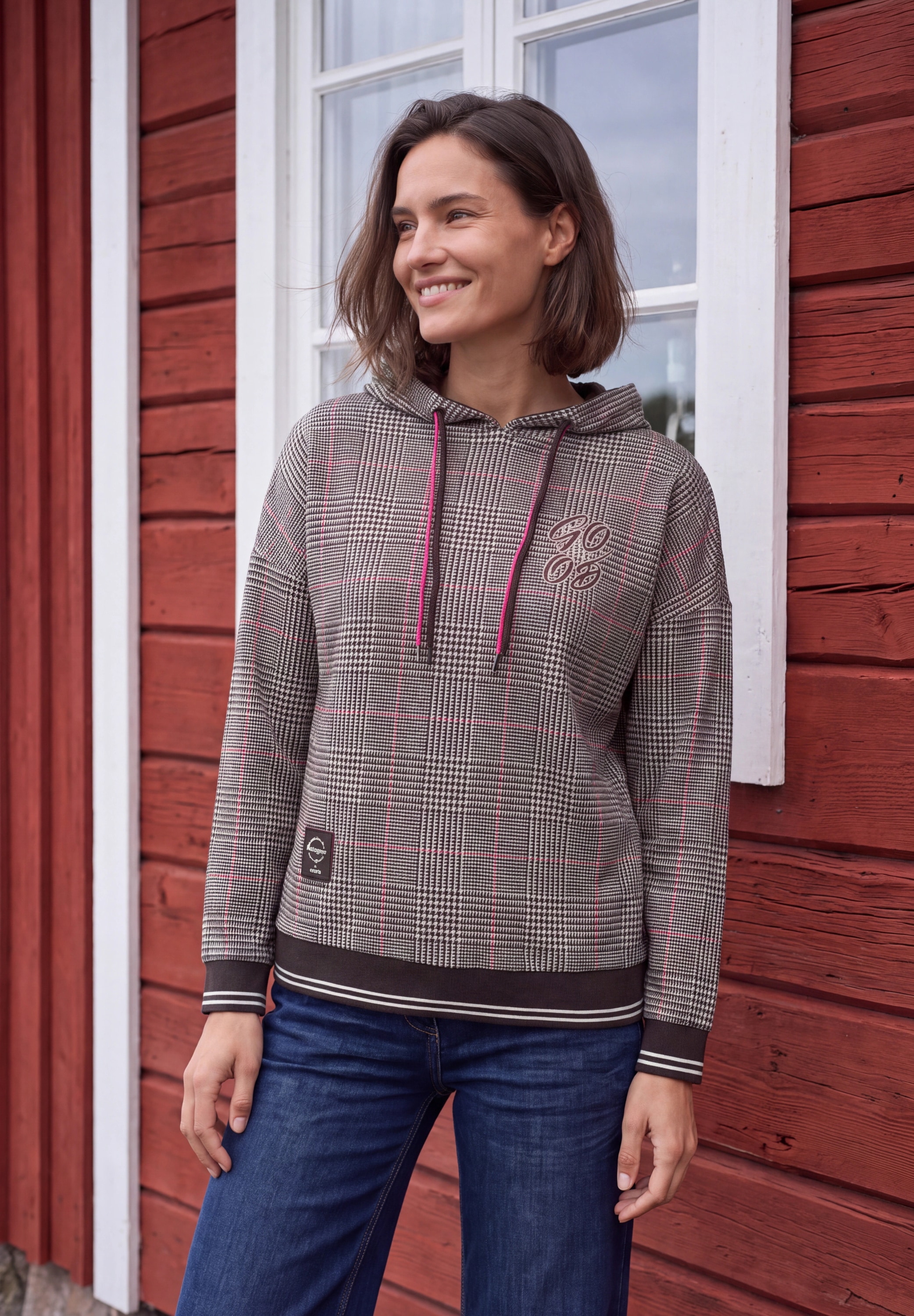 Cecil Kapuzensweatshirt , mit Karomuster / Doppelter Kordelzug
