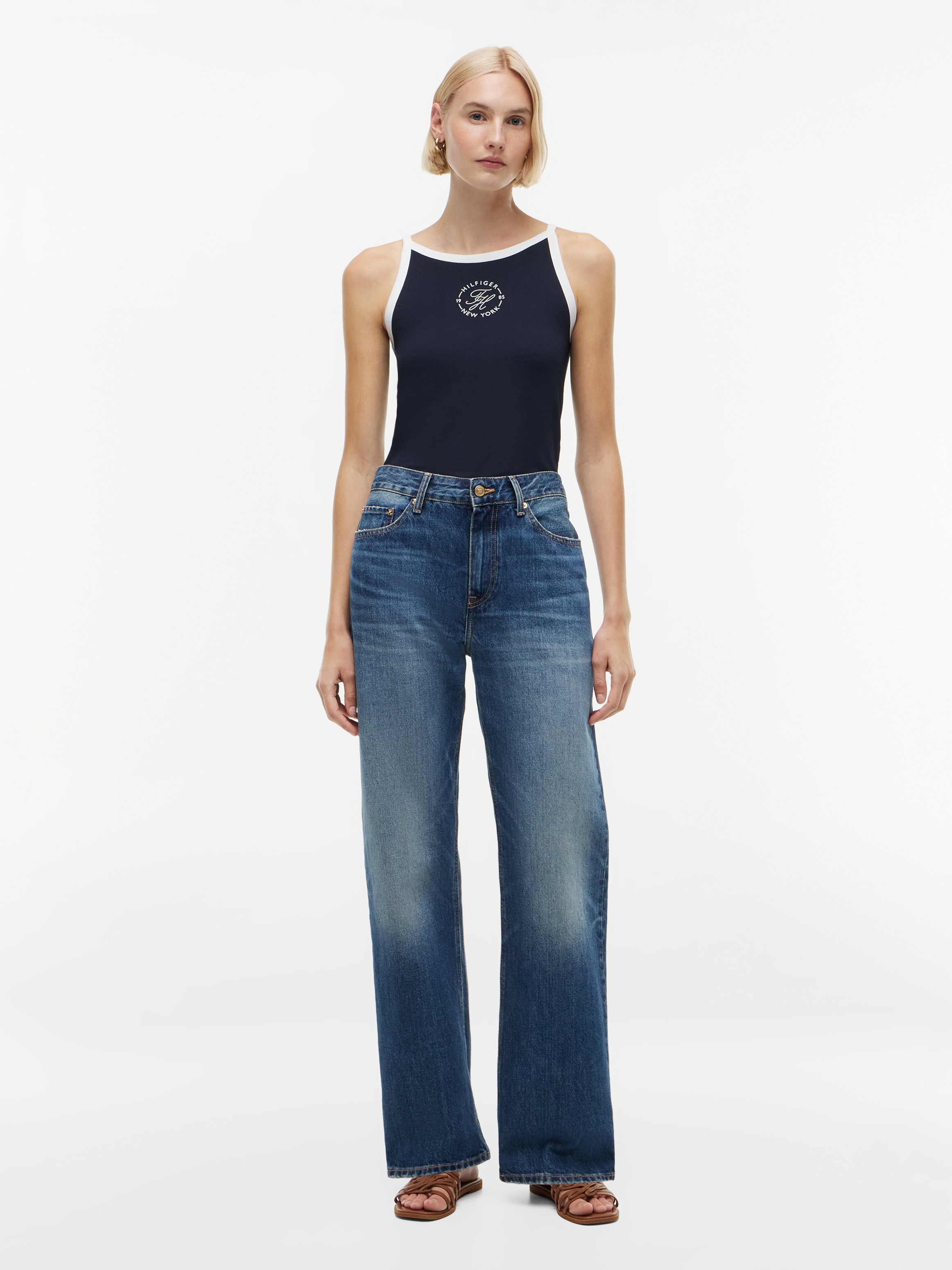 Tommy Hilfiger Trägertop »TH ROUNDAL SLIM TANK TOP« Materialmix, Stretch, slim fit