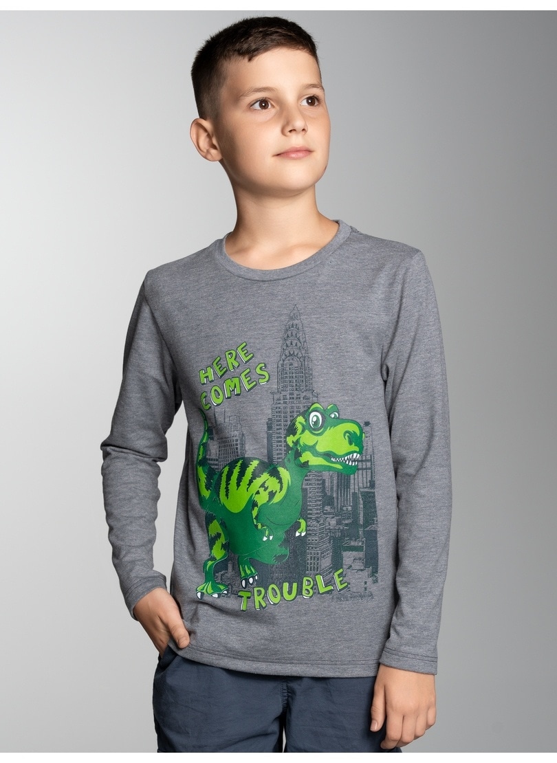 Sweatshirt »TRIGEMA Langarmshirt mit Trouble Dino-Printmotiv«