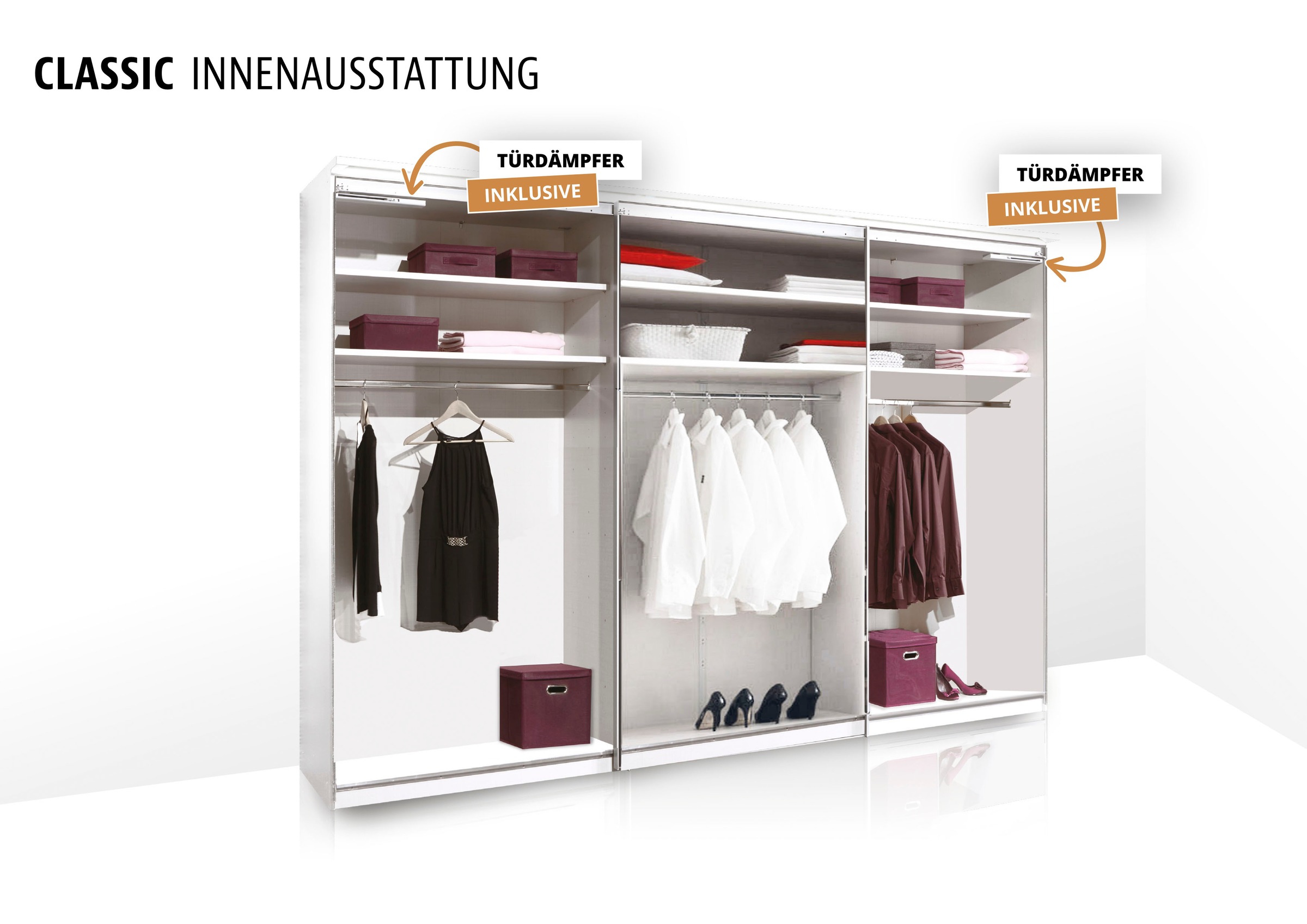 STAUD Schwebetürenschrank »Includo, Made in Germany« Mit vier verschiedenen Ausstattungsvarianten