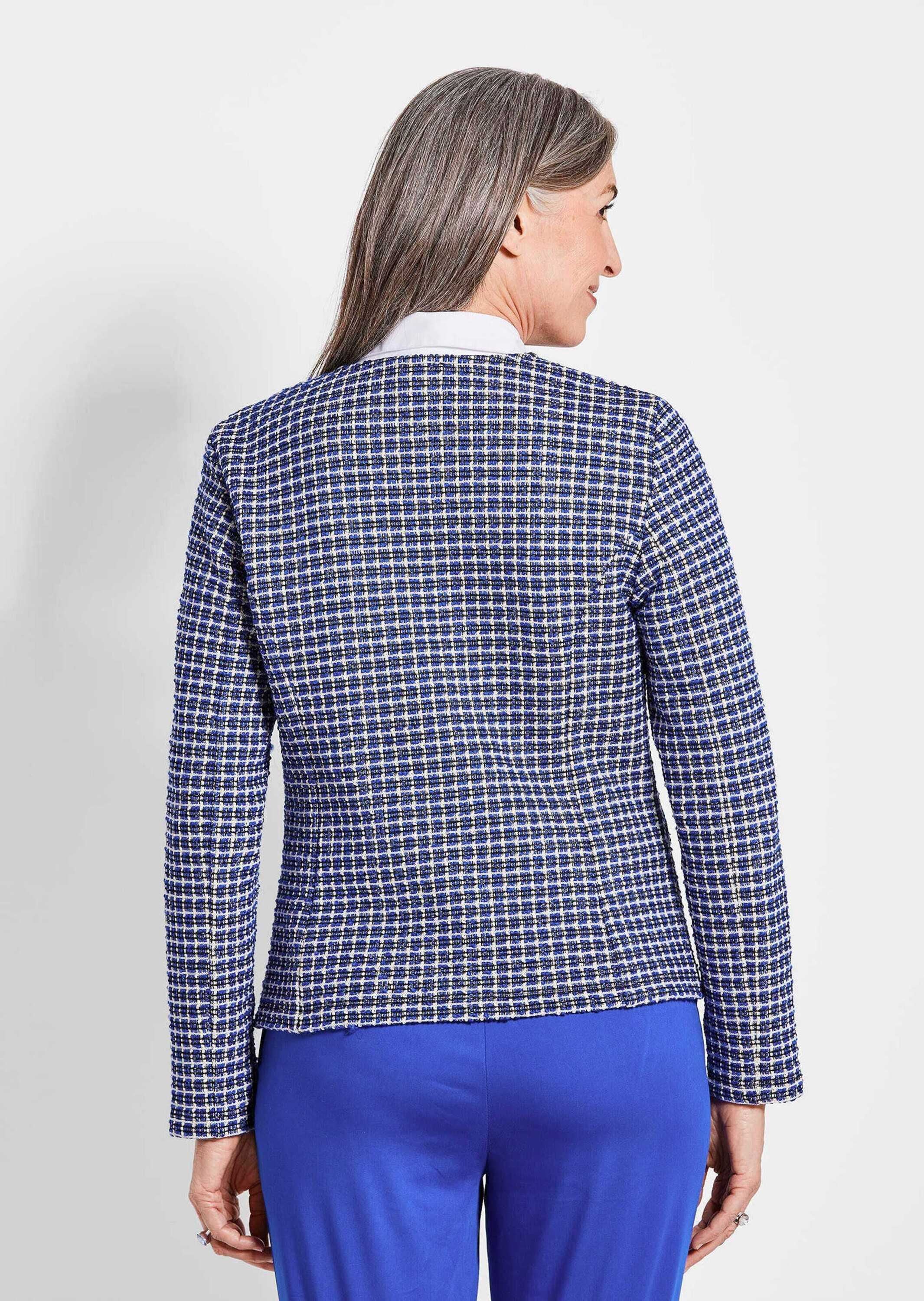 GOLDNER Jackenblazer »Kurzgröße Elegante Karo-Jacke mit Glanzeffekten«