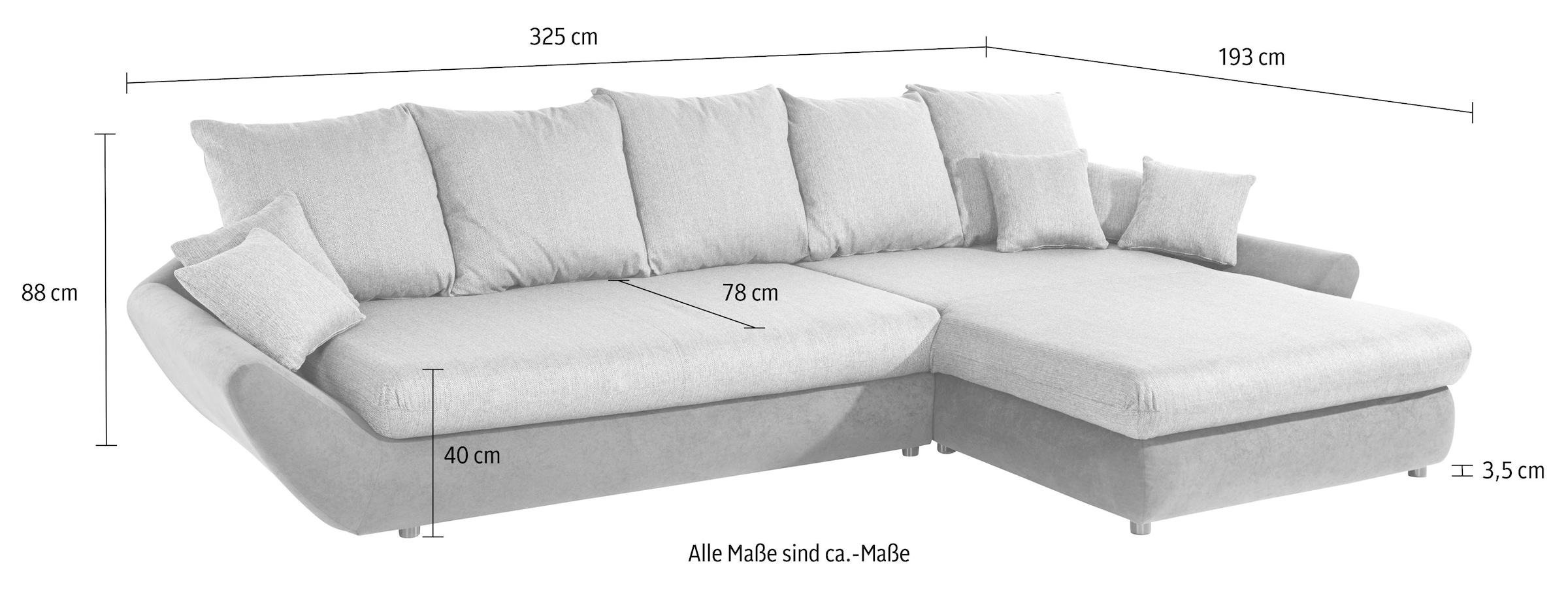 Trends by HG Ecksofa »Moon L-Form«, wahlweise Recamiere rechts oder links bestellbar