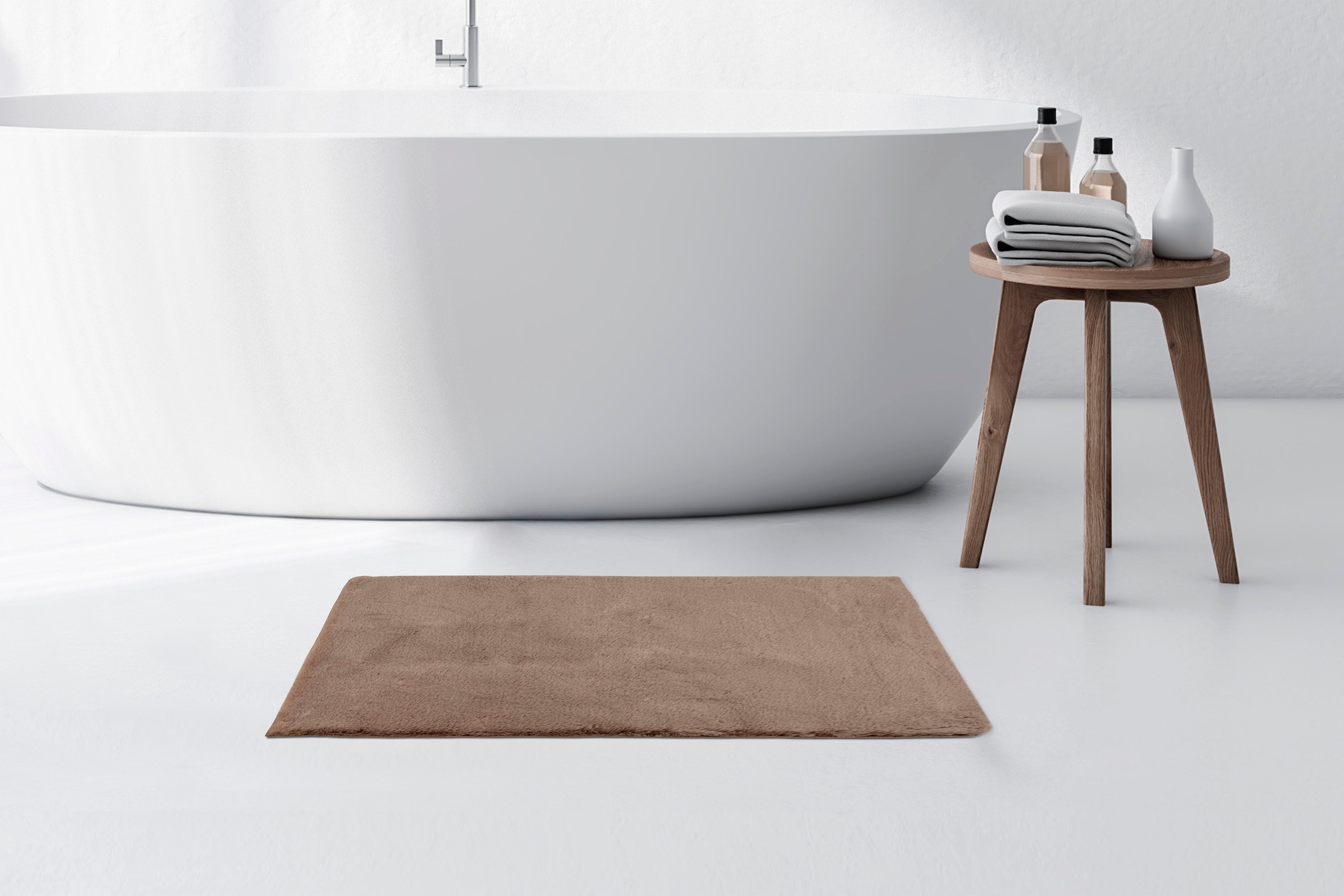 Kayoom Badematte »Rabbit Light« Höhe 22 mm rutschhemmend beschichtet fußbodenheizungsgeeignet weiche Kaninchenfell Haptik, Badezimmer, Kinderzimmer, Schlafzimmer