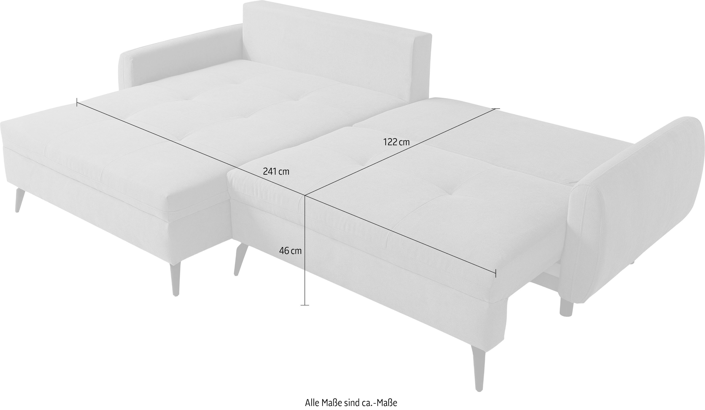 WERK2 Ecksofa »Figo inkl. Bettfunktion und Bettkasten, bequem, Breite 273cm, L-Form« Moderne, teilmassive Polsterecke, Komfortpolsterung und losen Kissen