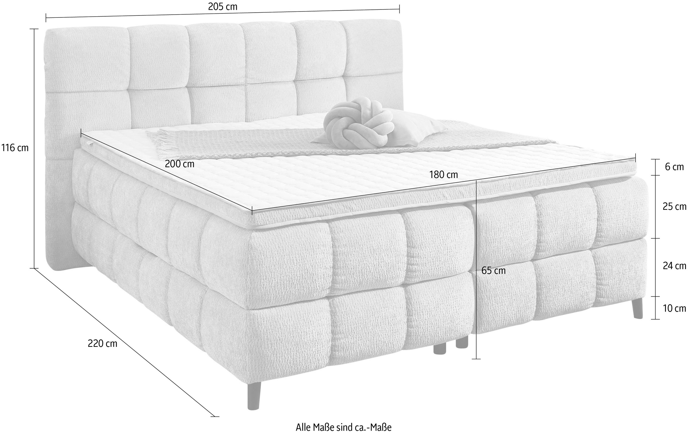 Jockenhöfer Gruppe Boxbett »Molly in der Breite 180cm, inkl. Bettkasten« 7-Zonen-TTFK-Matratze, Kaltschaum-Topper, verschiedenen Farben