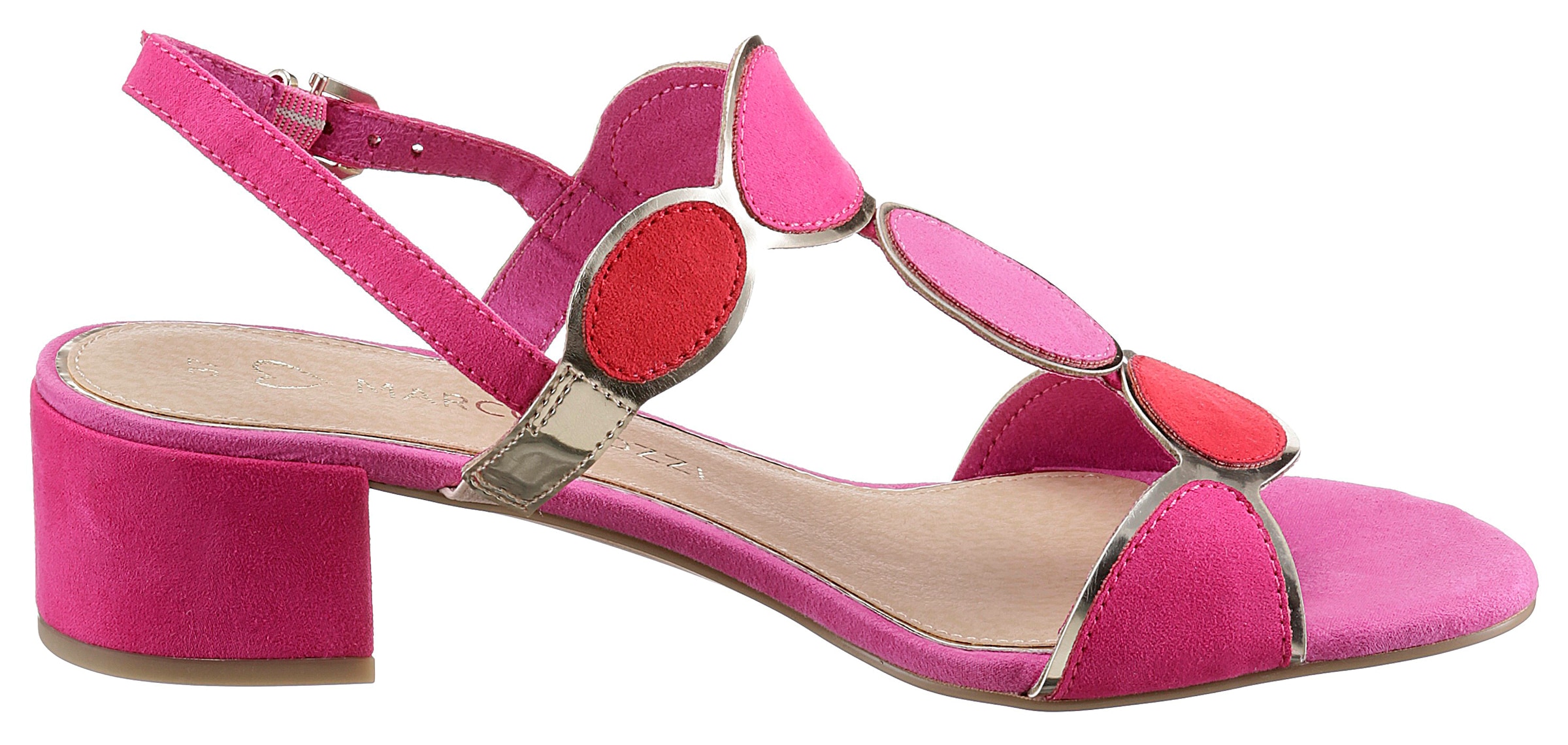 MARCO TOZZI Sandalette, Blockabsatz, Sommerschuh, Riemchensandale mit verstellbarer Schnalle