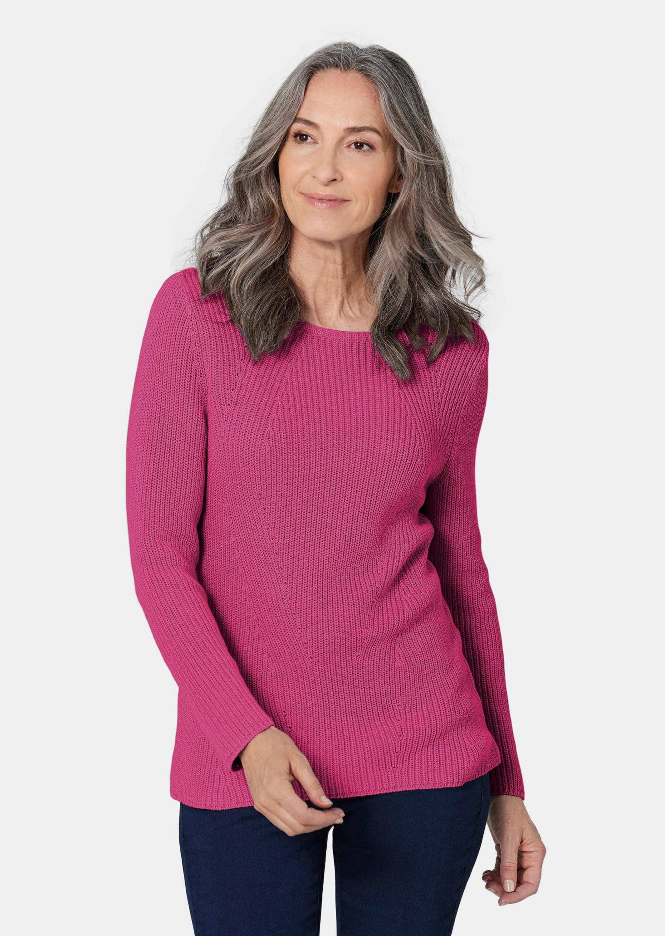 GOLDNER Strickpullover »Figurschmeichelnder Pullover aus reiner Baumwolle«