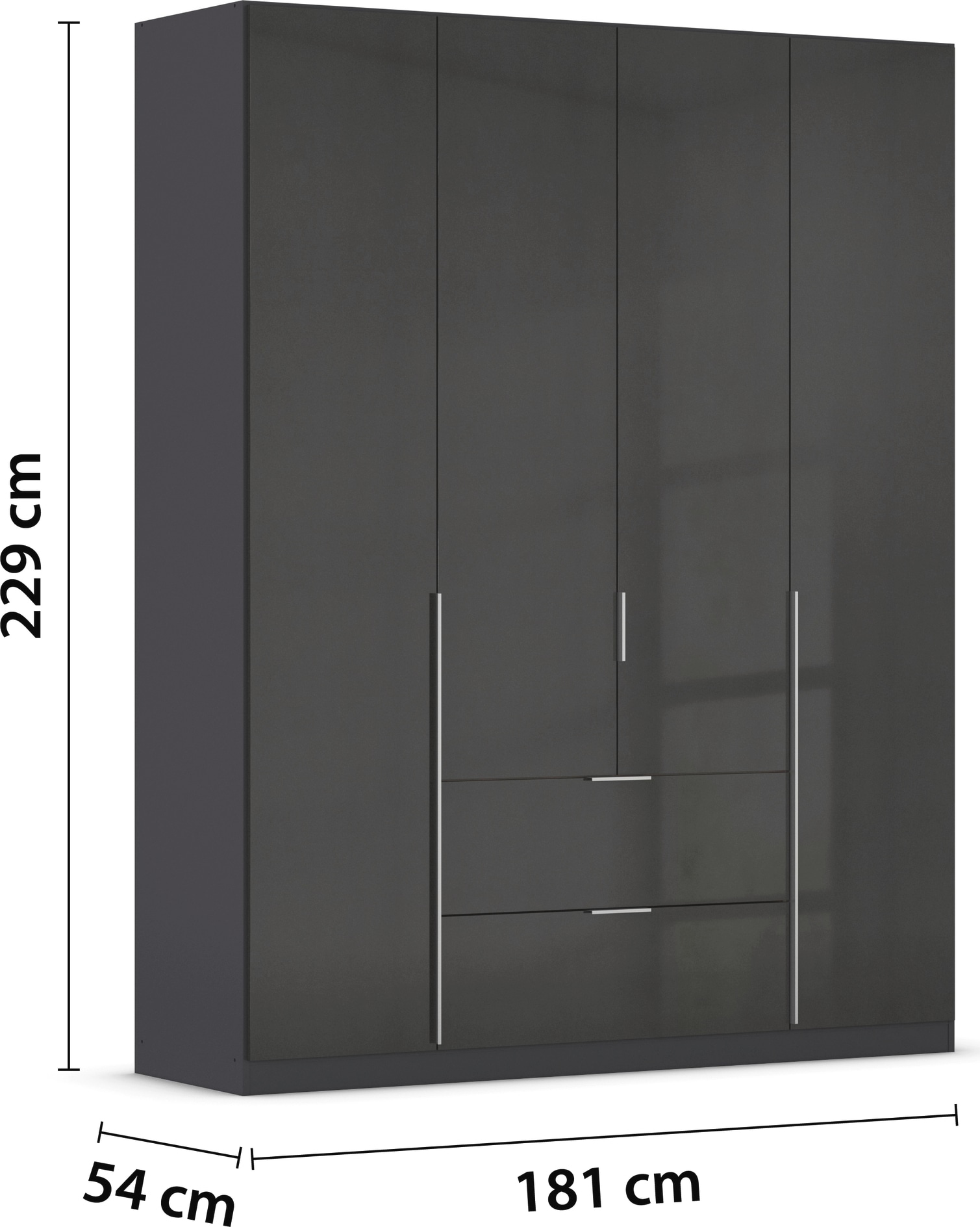 rauch Drehtürenschrank »Kleiderschrank Schrank Garderobe AGORDO mit Dekor- oder Hochglanzfront«, (in zwei Griff-Farben mit Dekor- oder Hochglanzfront), mit Außenschubkästen, in 6 Breiten und 2 Höhen MADE IN GERMANY
