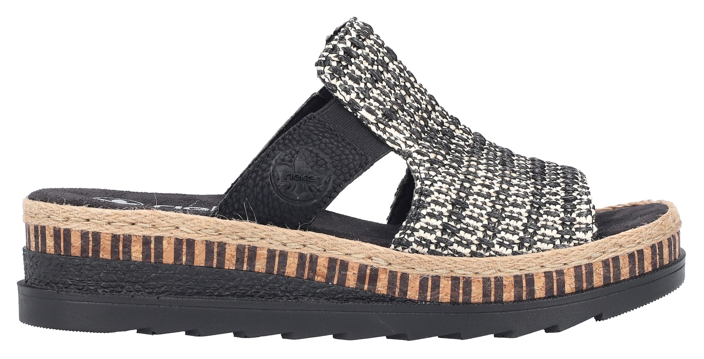 Rieker Keilpantolette, Sommerschuh, Strandschuh, Urlaubschuh, Plateau, mit Stretcheinsatz