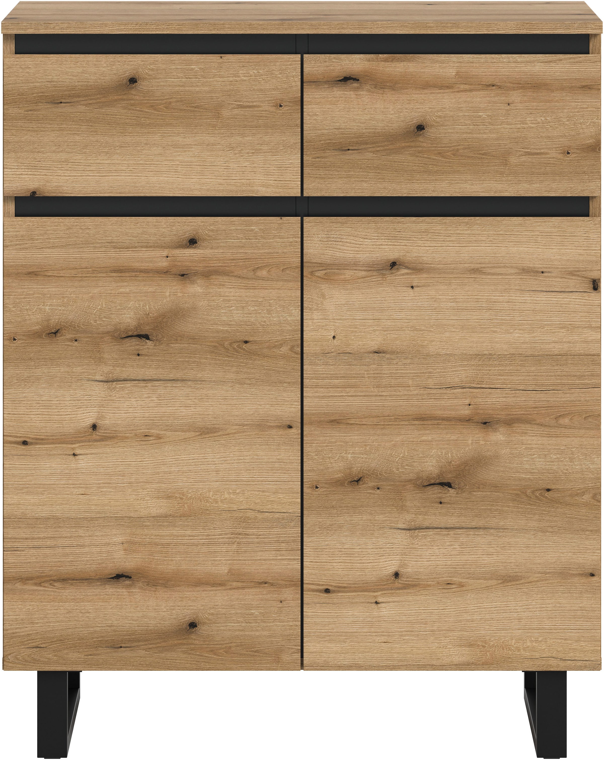 Home affaire Kommode »TOMA, Höhe: 99cm, mit Metall-Kufen-Fuß, 2 Türen, 2 Schubkästen« Anrichte, Sideboard, Schrank, Board, Highboard