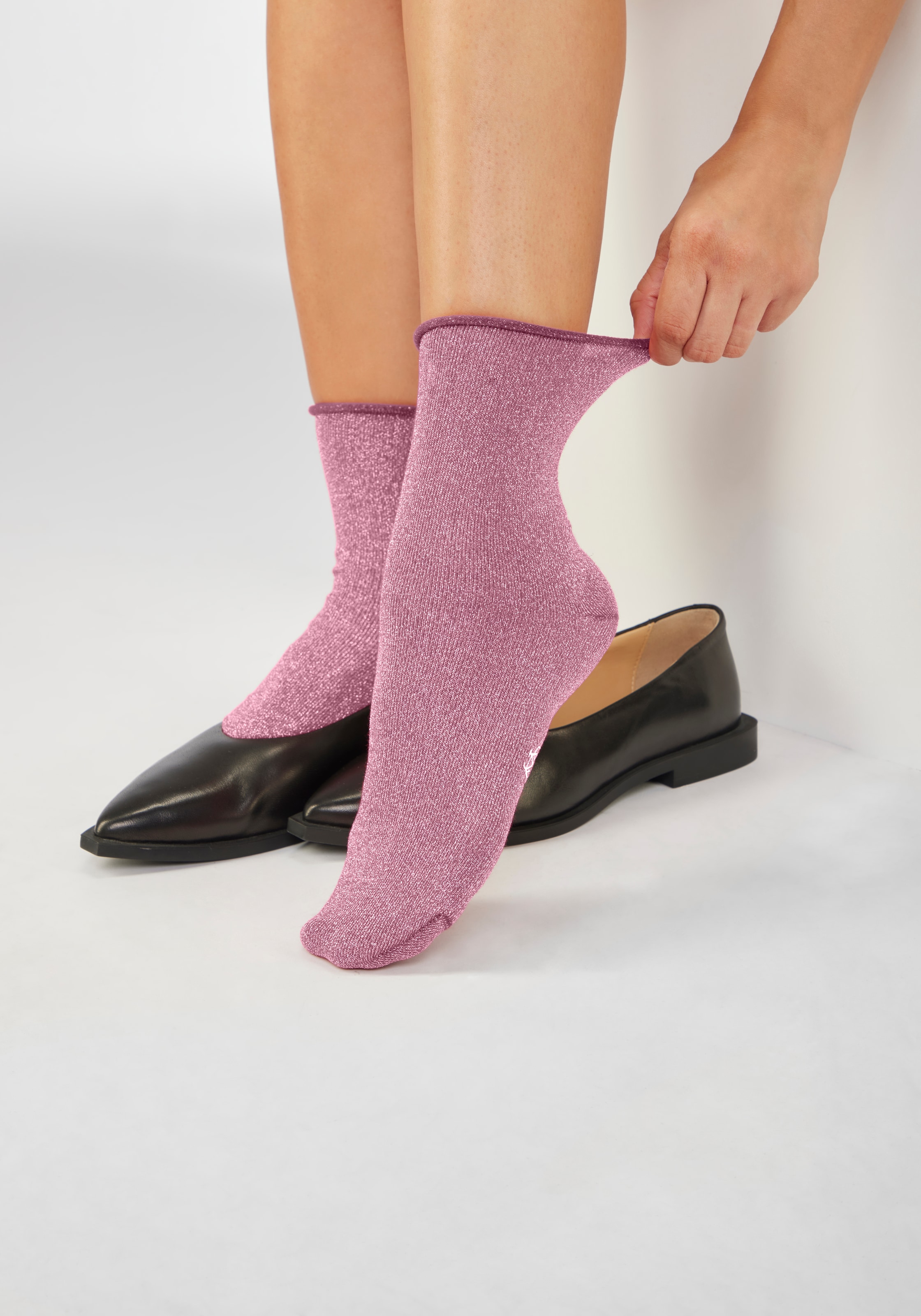 Copenhagen Studios Socken Packung, 2 Paar tlg. mit glitzernden Metallfäden