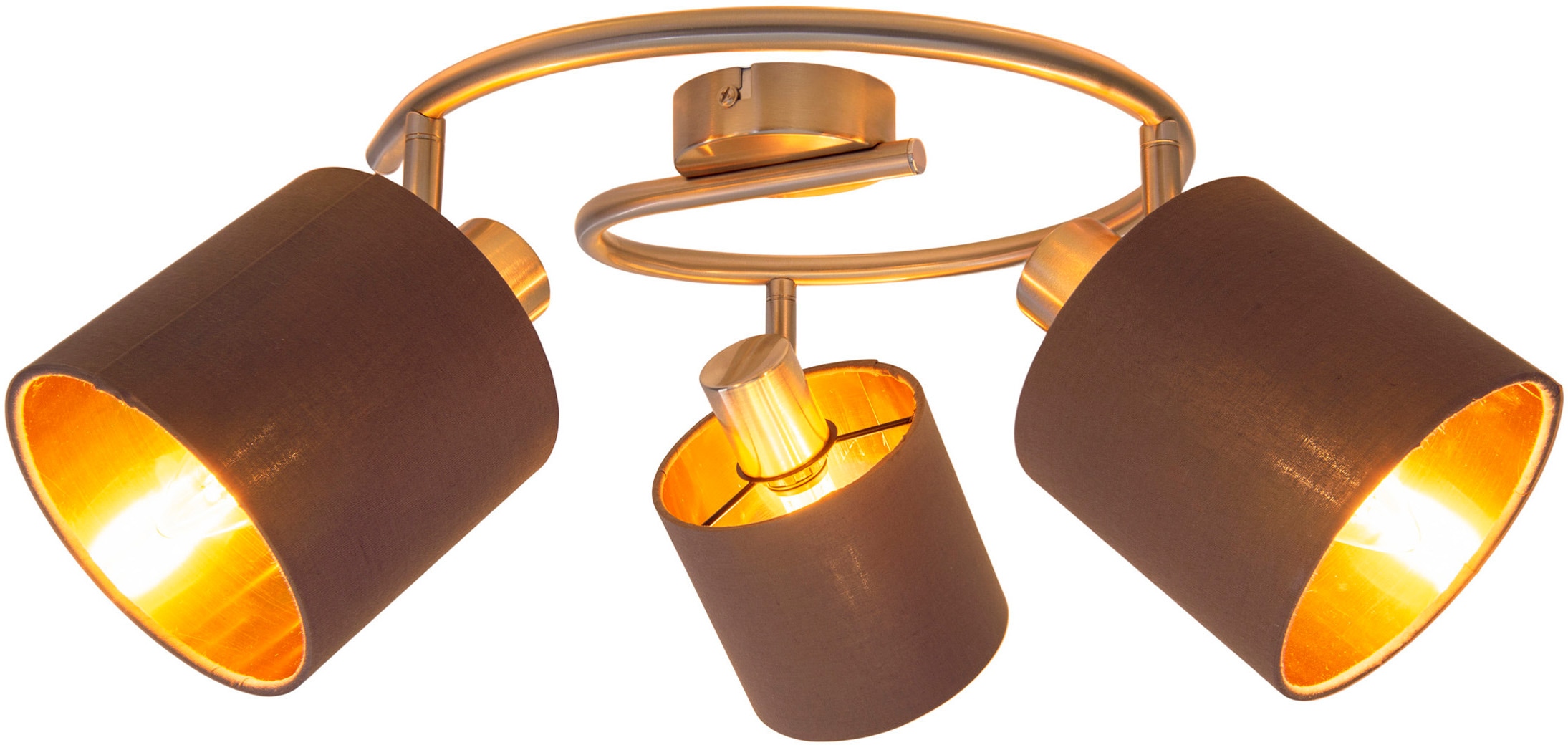 E14 OTTO braun/gold/satin-nickel Stahl, 40W, 3 näve max. online Material: flammig-flammig, Farbe: »Maron«, Deckenleuchte Textil, bei kaufen