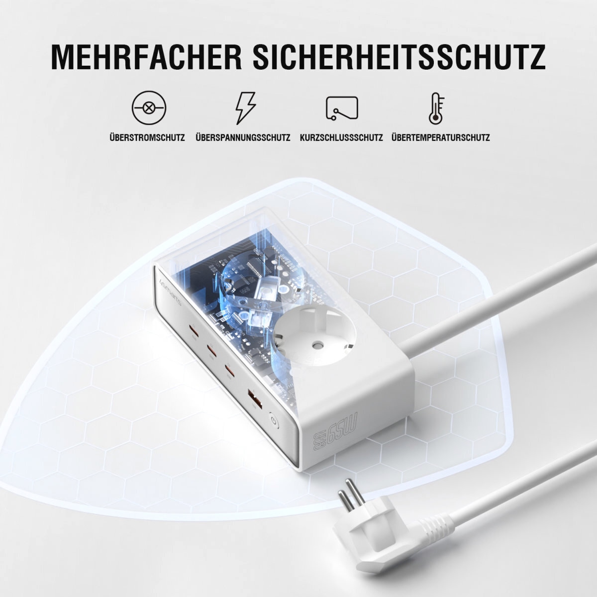 4smarts USB-Ladegerät »Desk Charger GaN 65W mit AC-Steckdosen«