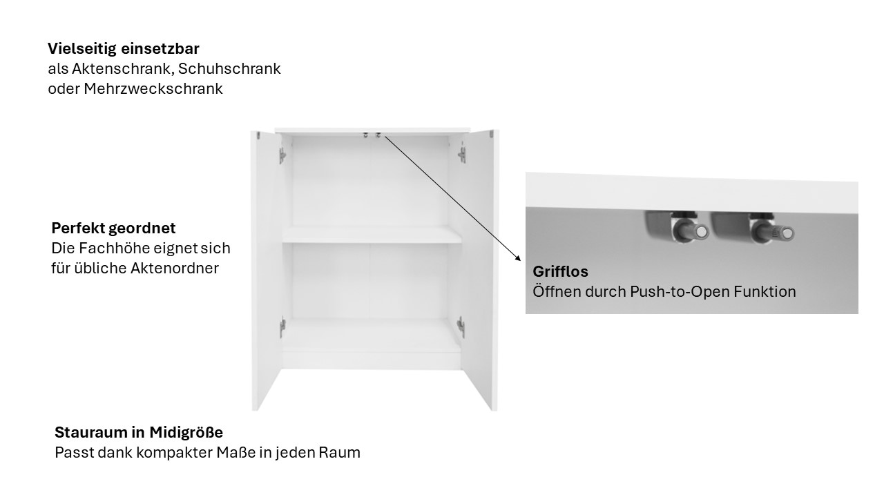 INOSIGN Aktenschrank »Jarvie«, Mehrzweckschrank, Push-to-open, 2 Fächer, 60x80 cm