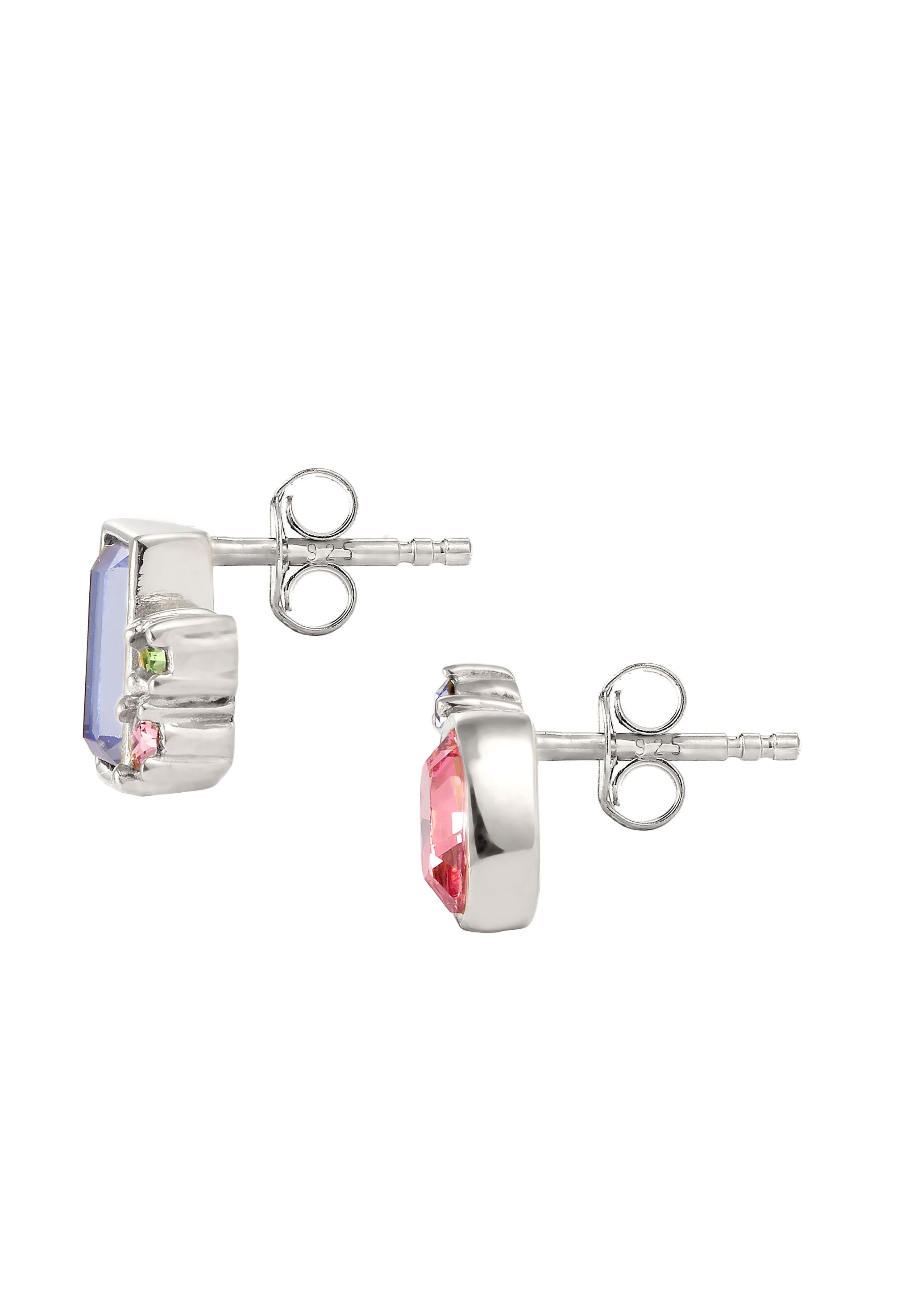 Elli Paar Ohrstecker »Ohrringe Ohrstecker Glas Kristalle Rosa Blau 925 Sterling Silber«