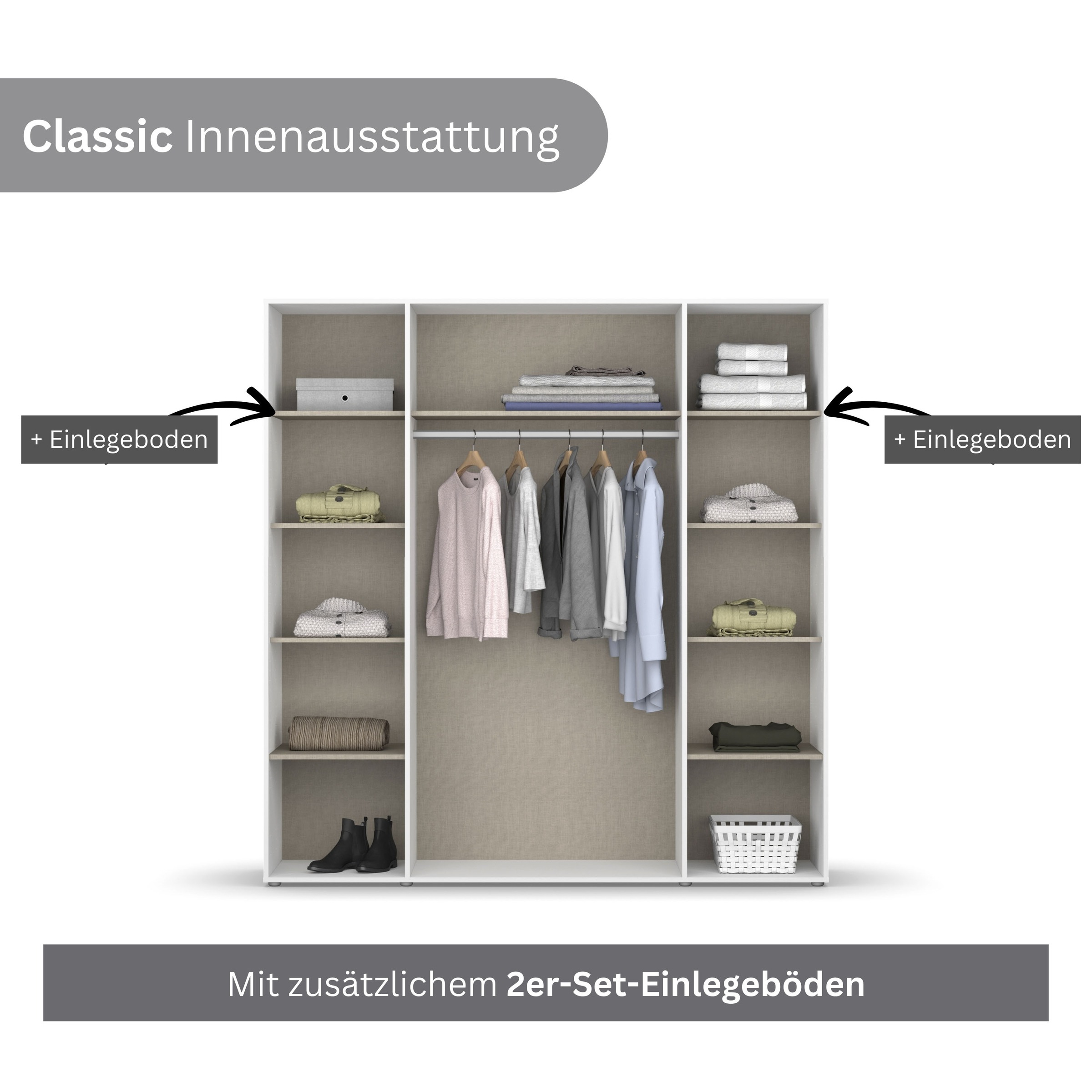 rauch Drehtürenschrank »Kleiderschrank Schrank Garderobe Wäscheschrank NARAI mit Spiegel«, (in 3 verschiedenen Ausstattungen BASIC/CLASSIC/PREMIUM), Griffausfräsungen für eine grifflose Optik TOPSELLER MADE IN GERMANY