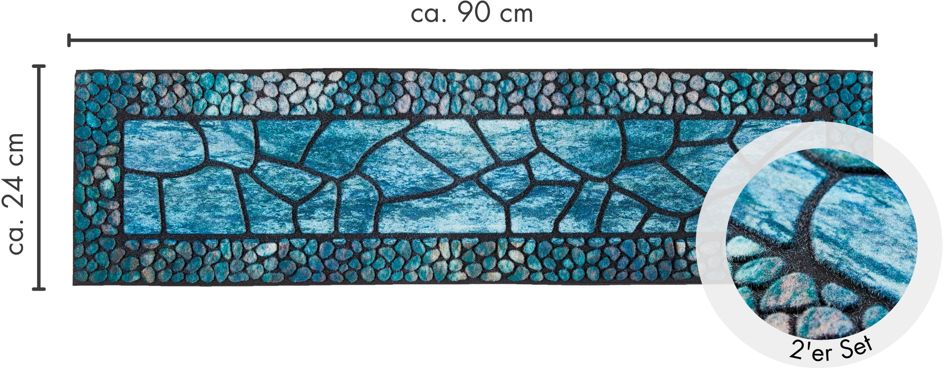 Andiamo Stufenmatte »Outdoor, 2er Set« rechteckig 6 mm Höhe Outdoor-Stufenmatten, Stein Motiv, Gartenbereich, Außenbereich