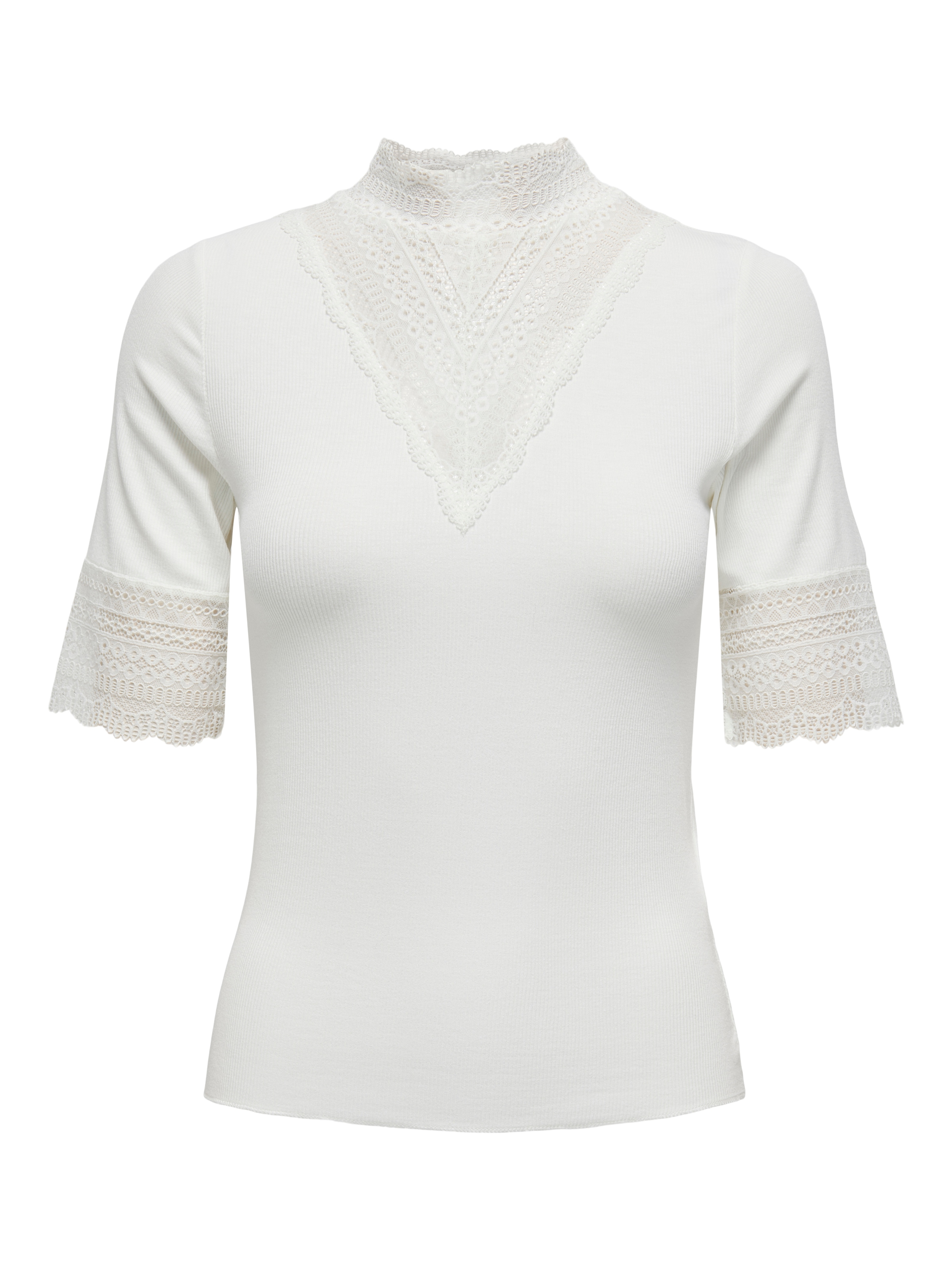 ONLY Spitzenshirt »ONLTILDE HIGHNECK S/S TOP JRS NOOS«