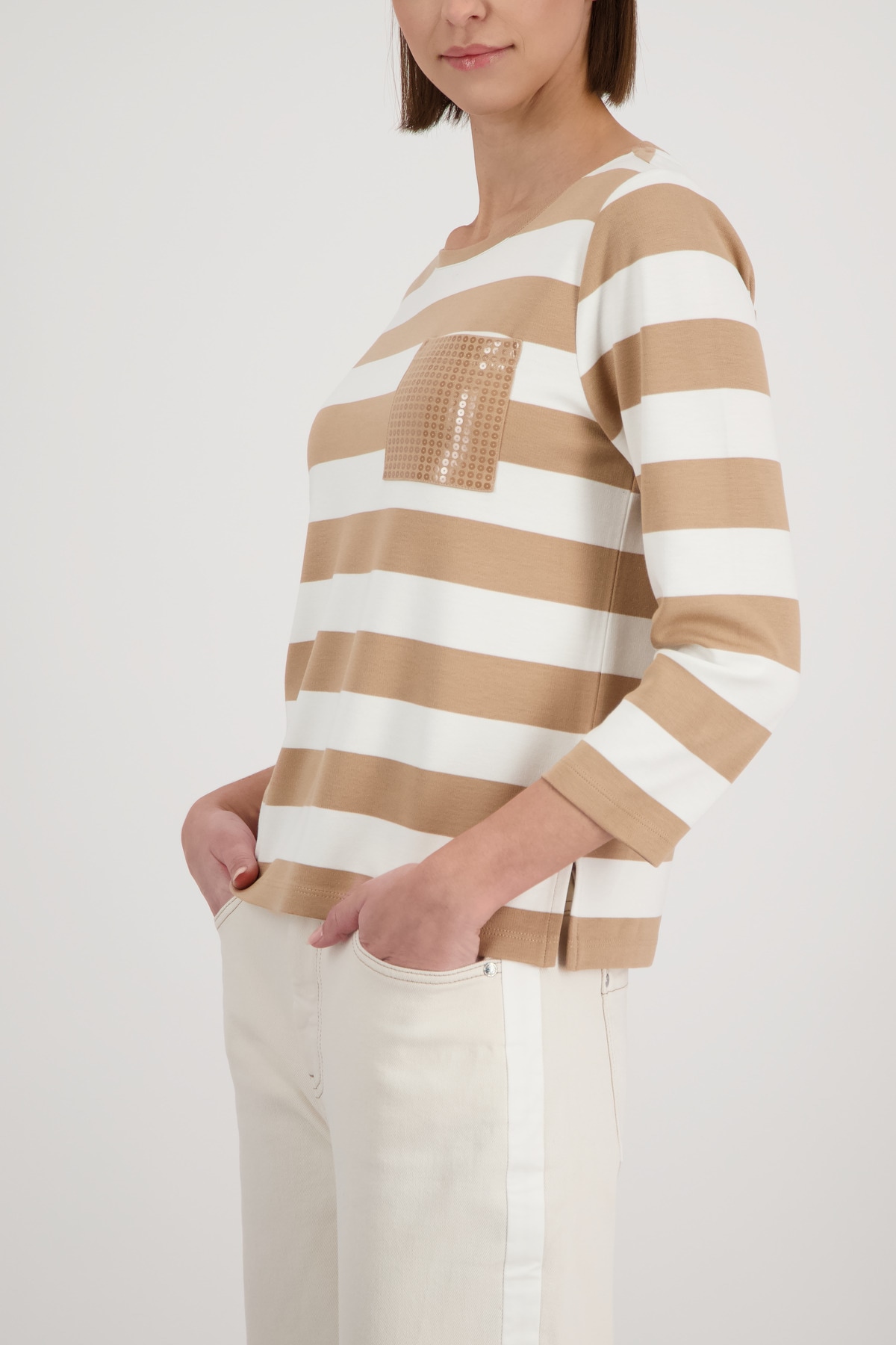 Monari Sweatshirt »Sweatshirt Ringel + Schmuck«, Regular fit mit Streifen
