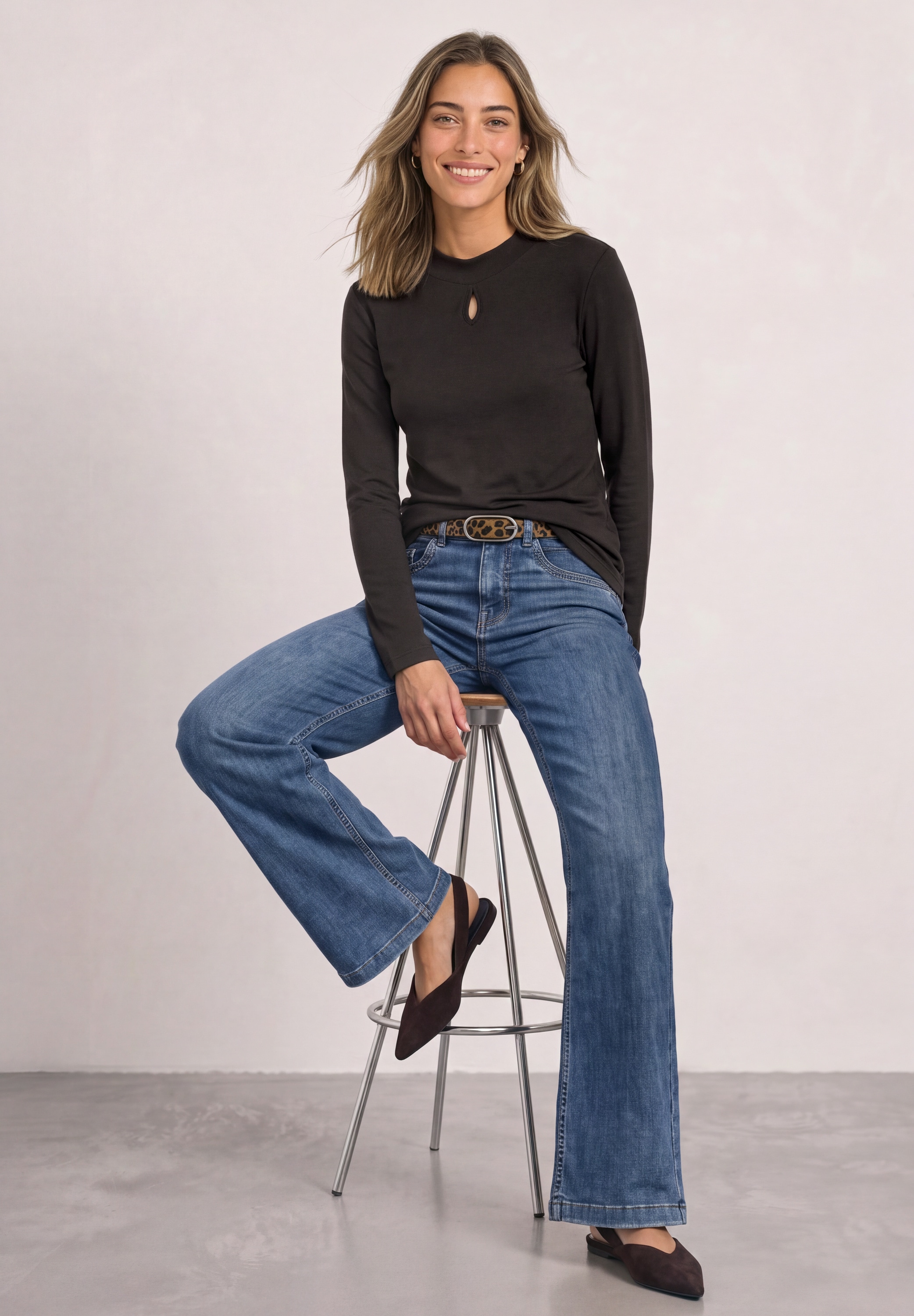 STREET ONE Langarmshirt Turtle Neck mit Cut-Out-Detail