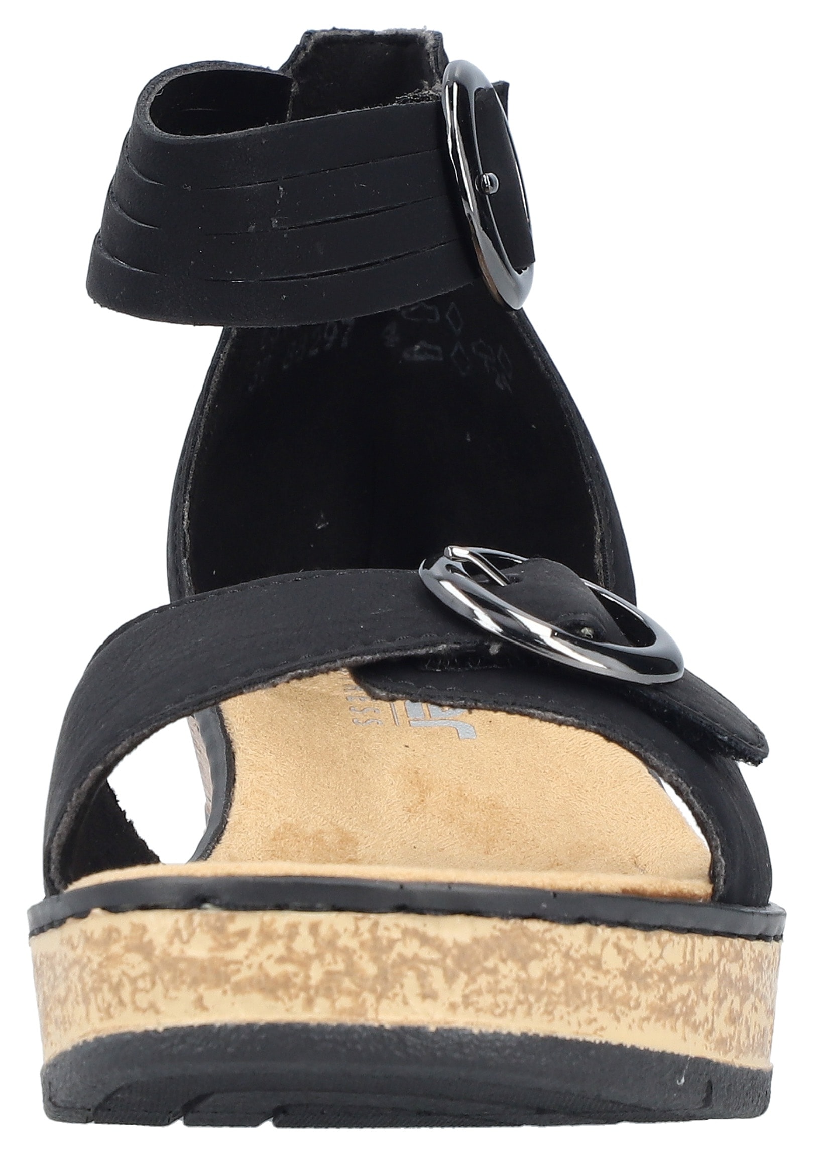 Rieker Keilsandalette  Sommerschuh, Urlaubsschuh, Sandale mit trendy Fesselriemchen