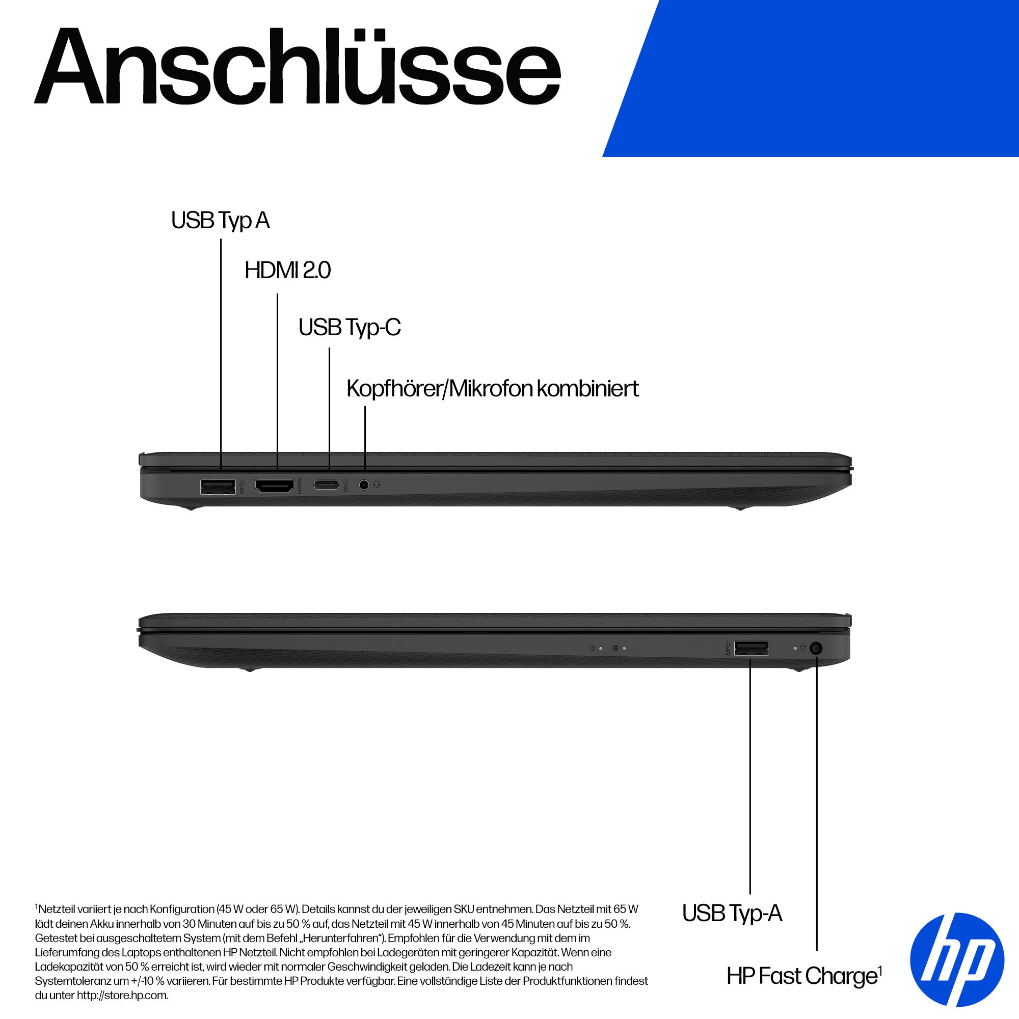 HP Notebook »17-cp AMD« 43,9 cm / 17,3 ″ AMD Ryzen 7 Radeon Graphics;USB 3.2 Gen 1.0 Type-C Anschluss;HDMI v1.4b;Kombi-Anschluss für Kopfhörer/Mikrofon;AC Smart Pin Netzadapterbuchse 1.000 GB SSD