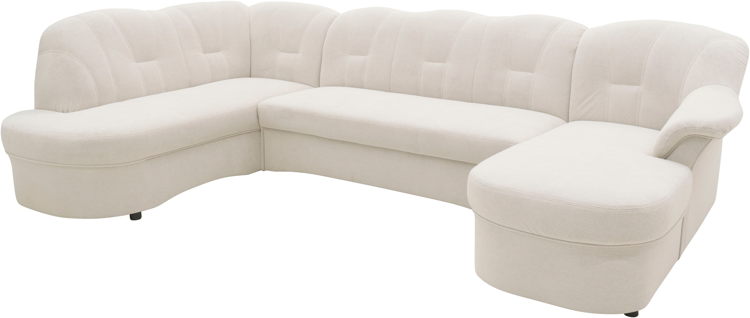 DOMO collection Wohnlandschaft »Flores auch in Leder-Bezug, B/T/H: 293/180/86 cm, U-Form«, (3 St.), wahlweise mit Bettfunktion, wahlweise mit Federkern