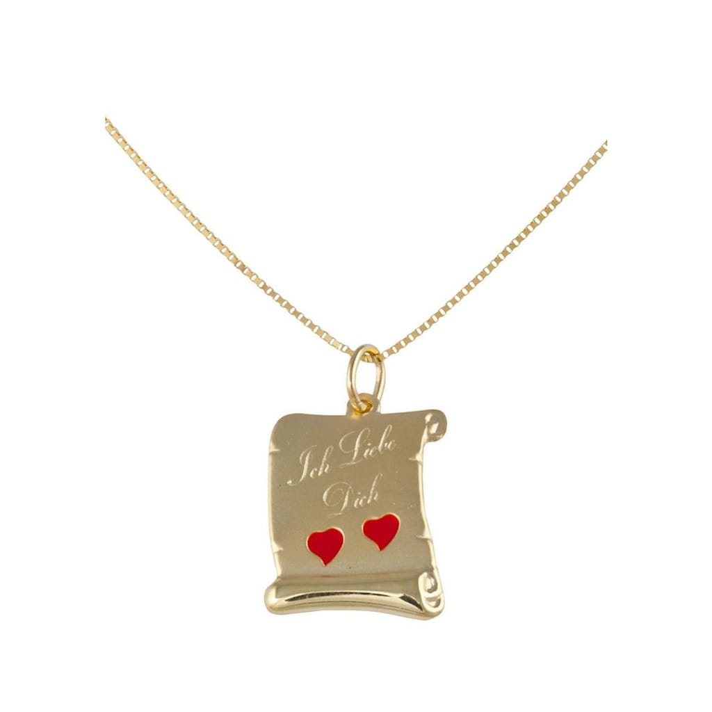 Firetti Kette mit Anhänger »Schmuck Geschenk Gold 375 Halsschmuck Halskette Goldkette Venezianer«, mit Emaille und fester Gravur "Ich liebe Dich"