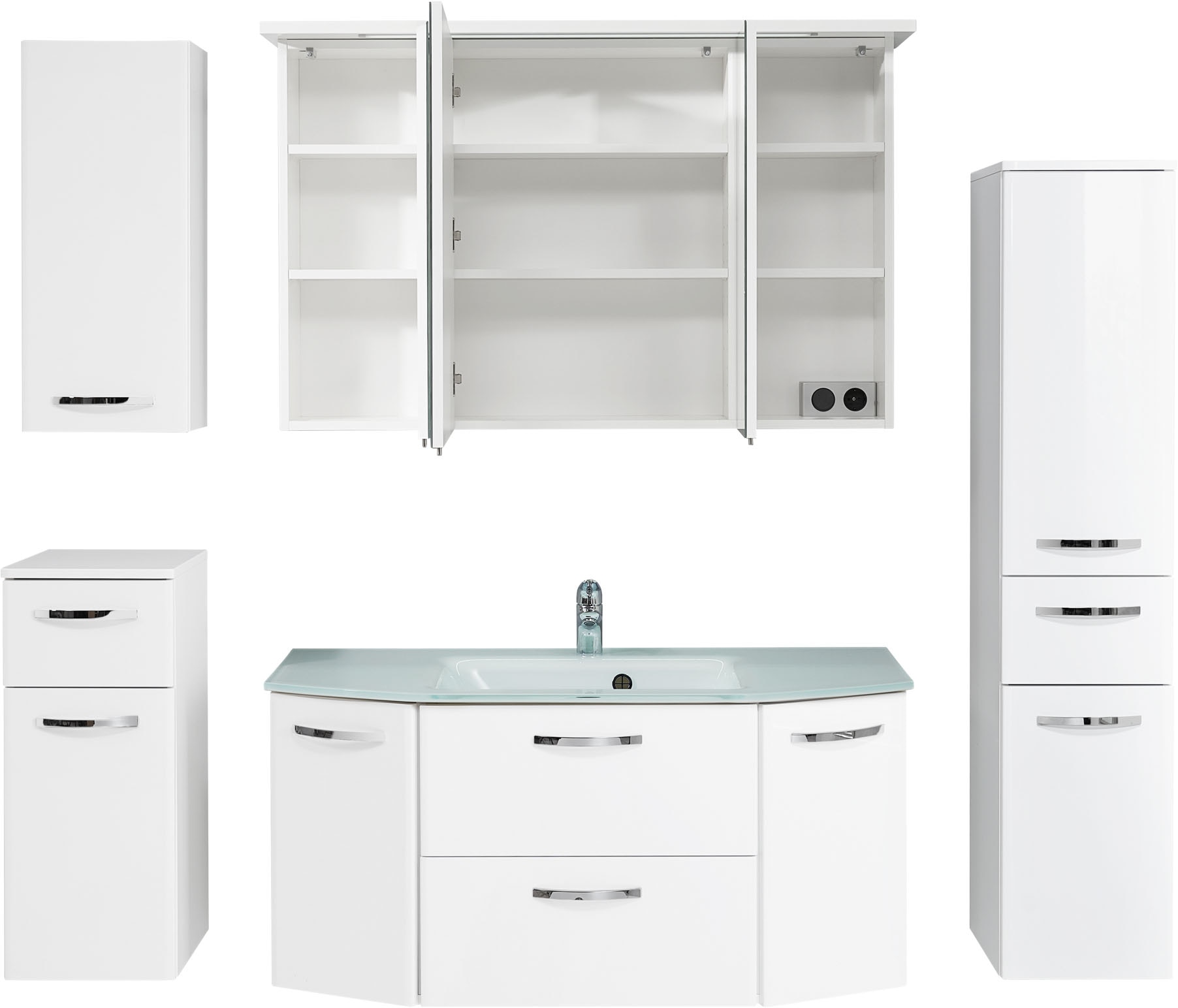 Saphir Badmöbel-Set »Quickset 326, 6-teilig, mit Glaswaschtisch« 6 Stk. tlg.