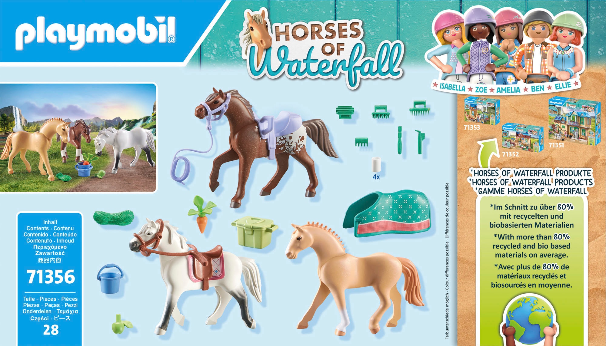 Playmobil® Konstruktions-Spielset »Morgan, Quarter Horse & Shagya Araber (71356), Horses of Waterfall«, (28 St.), 3 Pferde