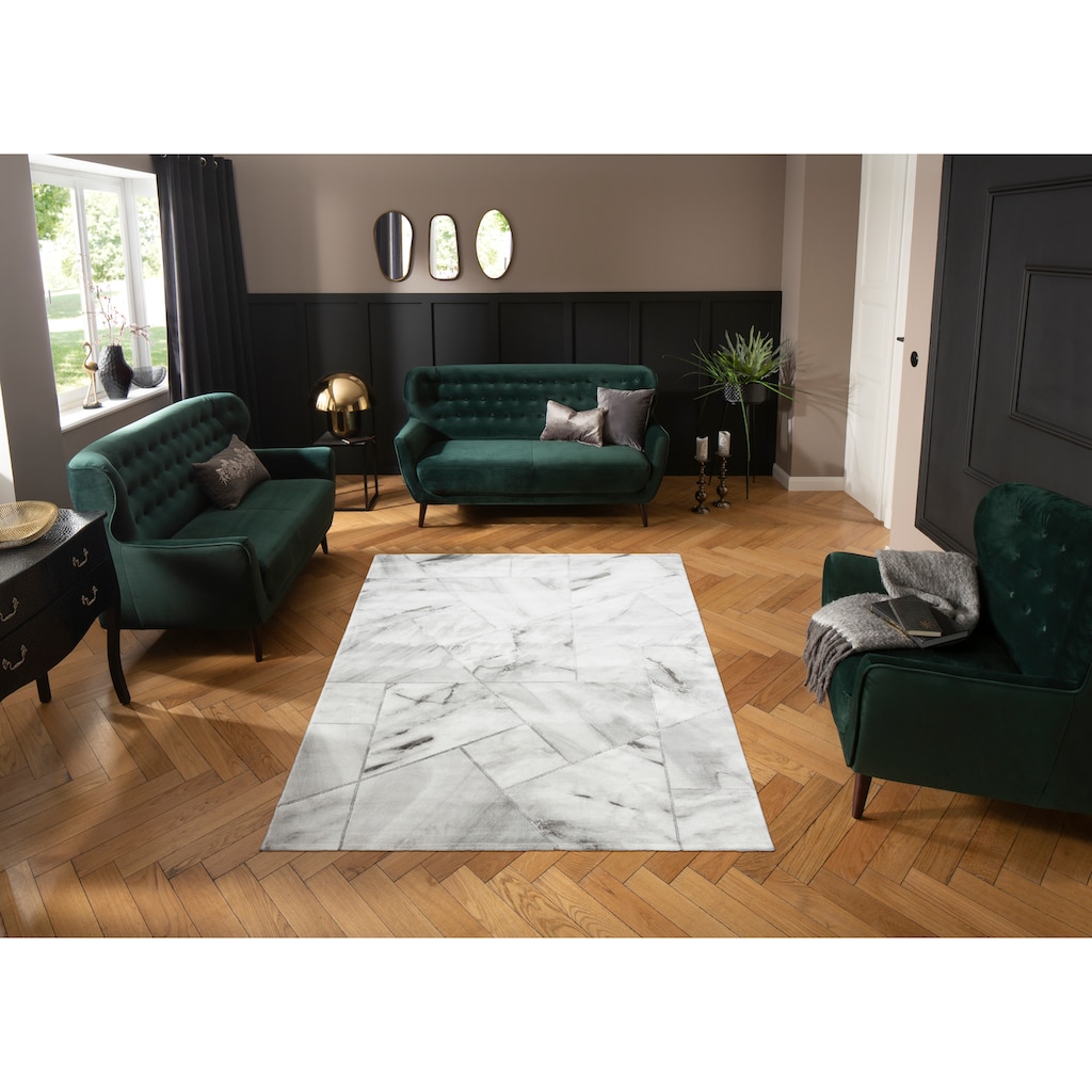 Leonique Teppich »Lerina«, rechteckig, 12 mm Höhe, modernes Marmor-Design, geometrisches Muster, Hoch-Tief-Effekt, Kurzflor-Teppich, ideale Teppiche für Wohnzimmer, Schlafzimmer, Esszimmer, Arbeitszimmer