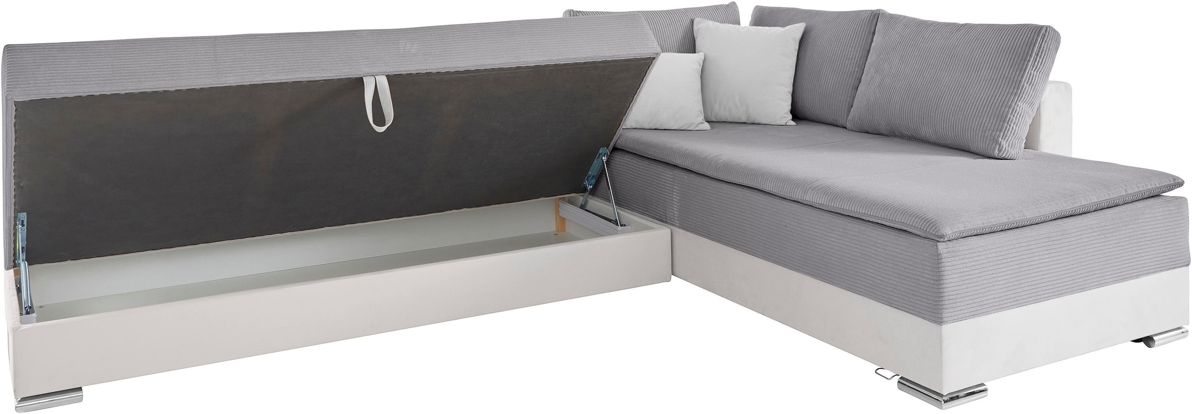 INOSIGN Ecksofa »Boxspringbett Night & Day L-Form mit Dauer-Schlaffunktion mit Armlehne«, mit Boxspring-Bettfunktion 180x200 cm und Bettkasten, Dauerschläfer!