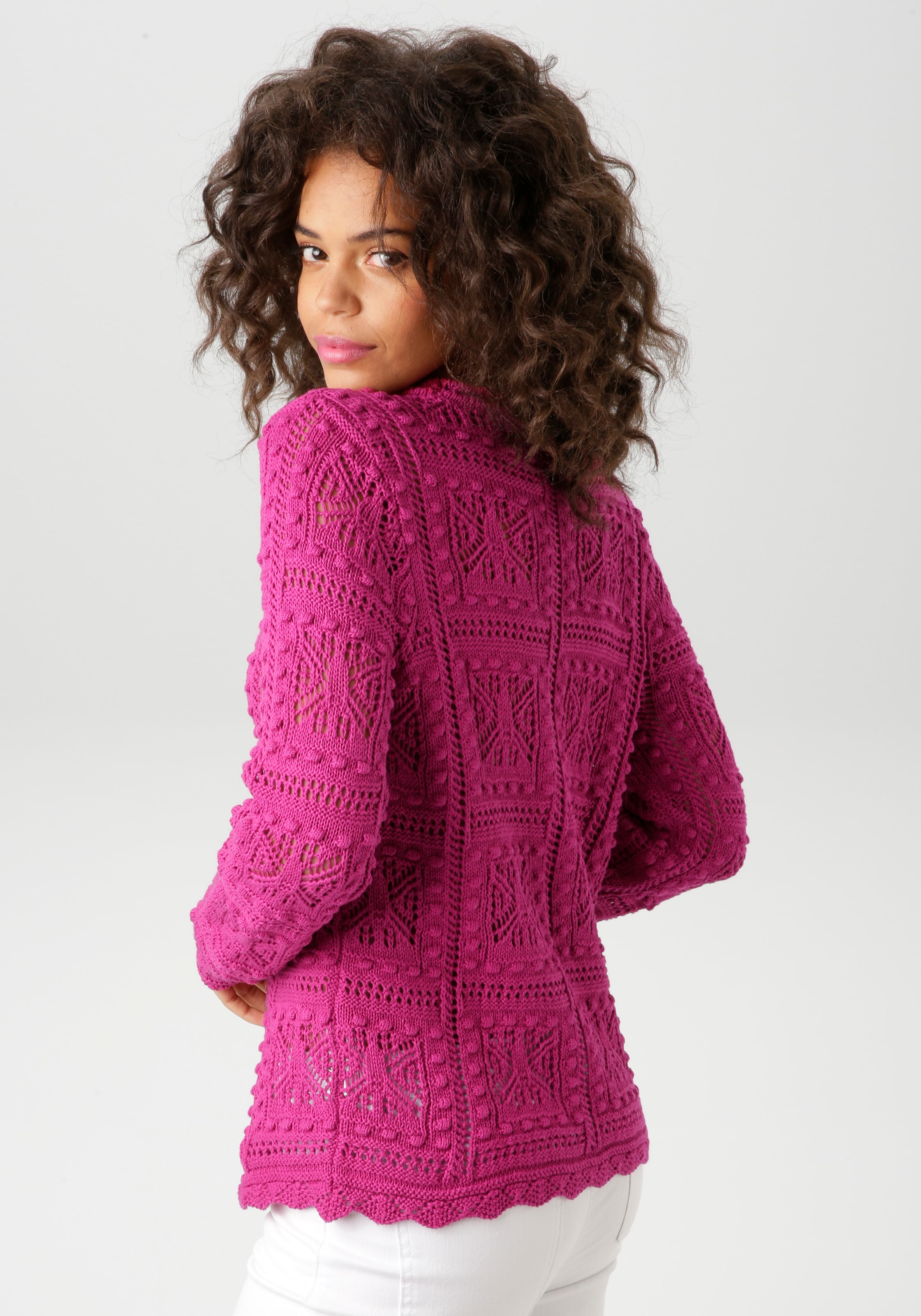 Aniston CASUAL Strickpullover, im attraktiven Ajour-Muster-Mix