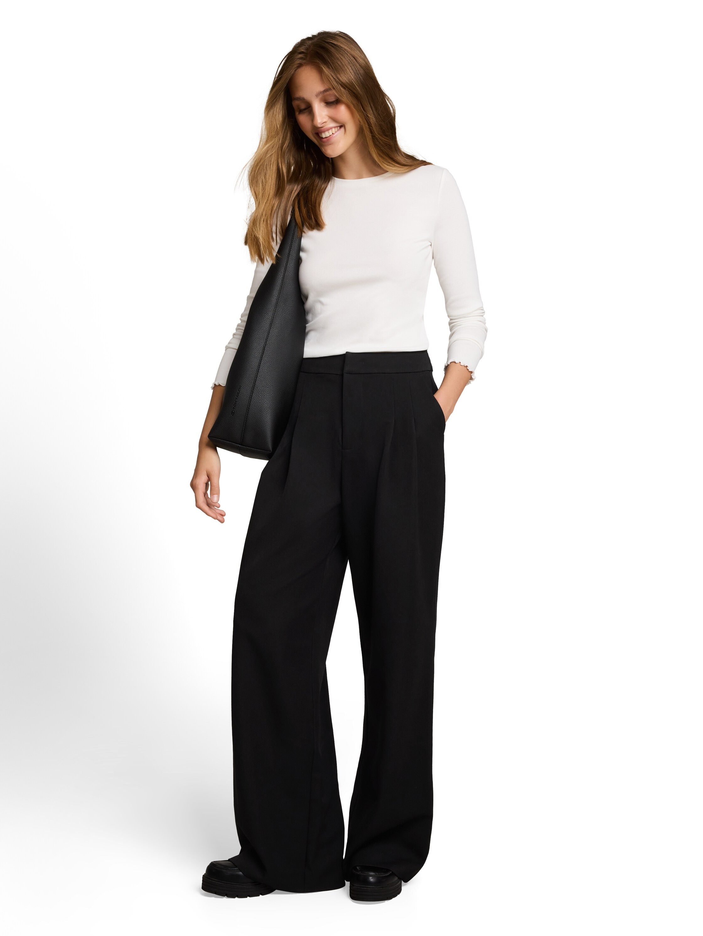 TOM TAILOR Denim Stoffhose  mit weitem Bein / Viskose-Stretch