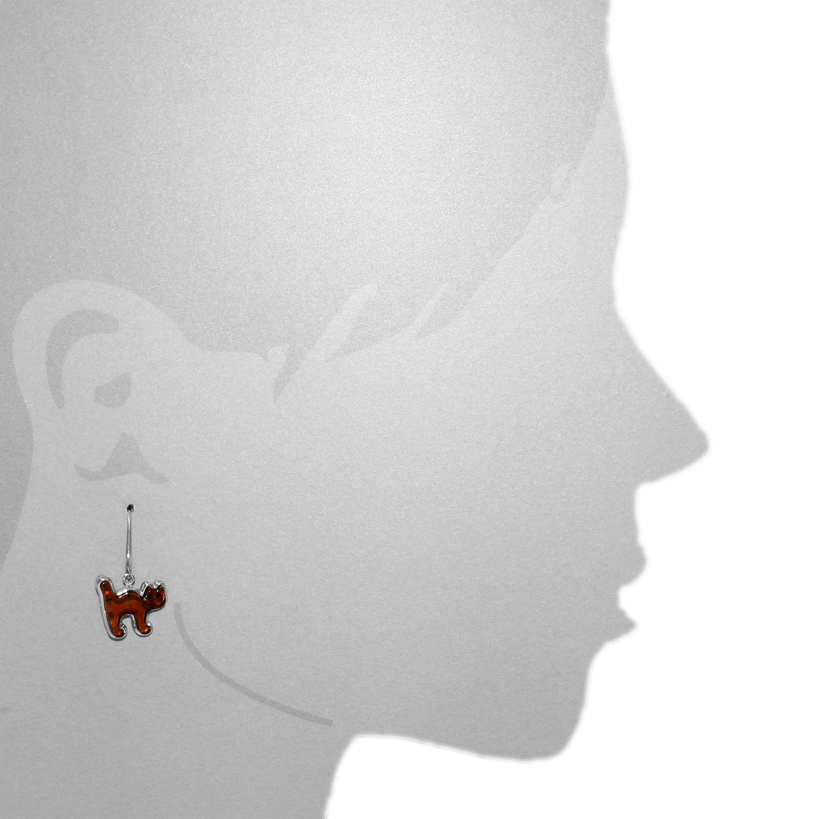 OSTSEE-SCHMUCK Paar Ohrhänger »- Katze - Silber 925/000 - Bernstein«