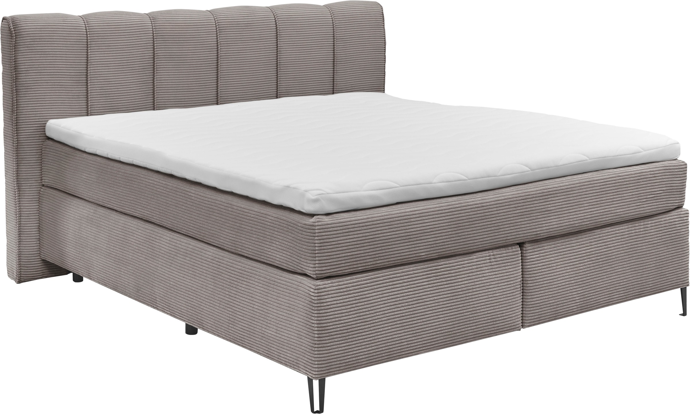 set one by Musterring Boxspringbett »Fairfield«, Metallfuß schwarz, Kopfteil mit Keder, Breite 160 oder 180 cm