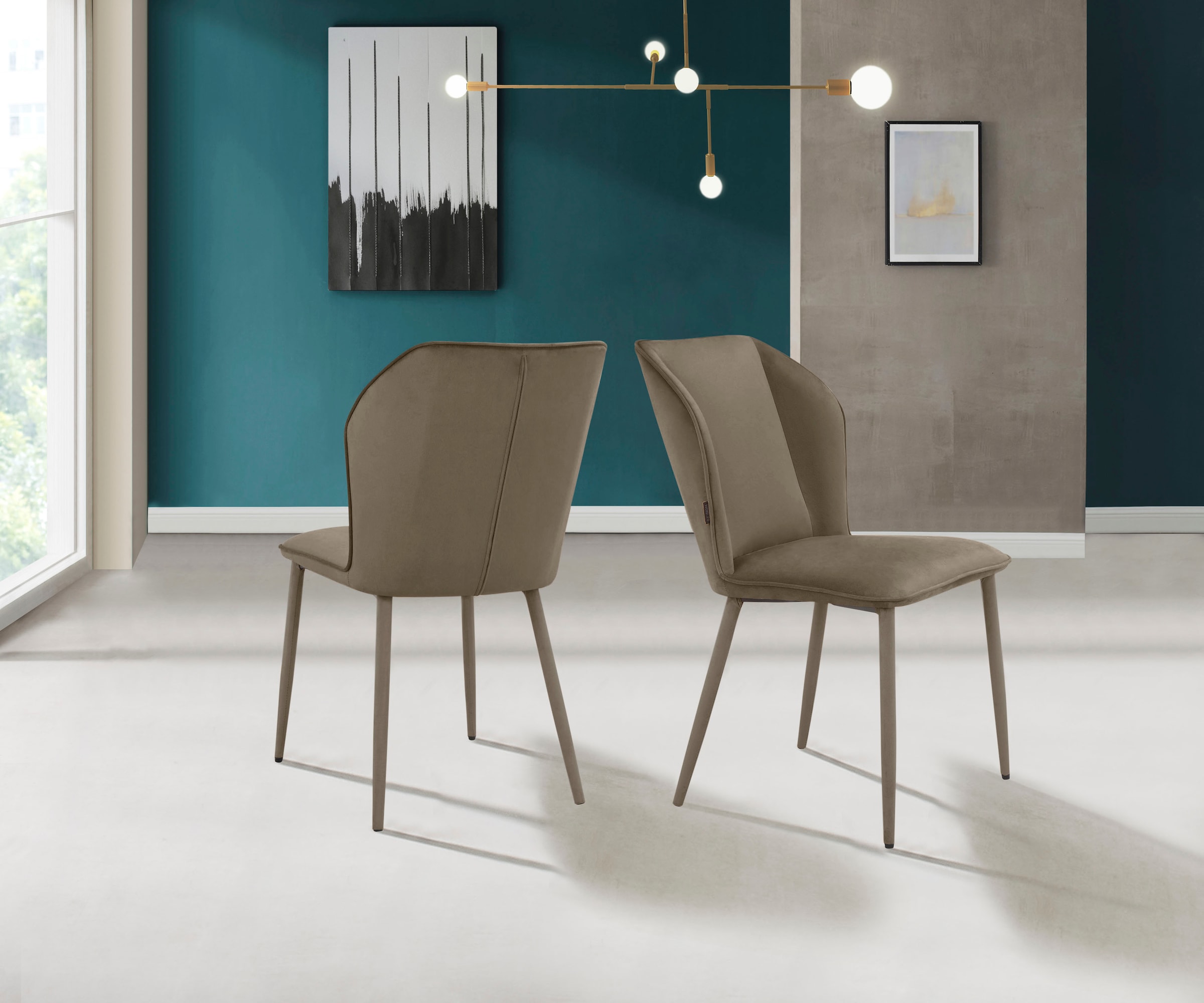 INOSIGN Esszimmerstuhl »Koa«, 2 St., Veloursstoff, in Velourstoff, mit Sitz und Rücken gepolstert, Sitzhöhe 49 cm