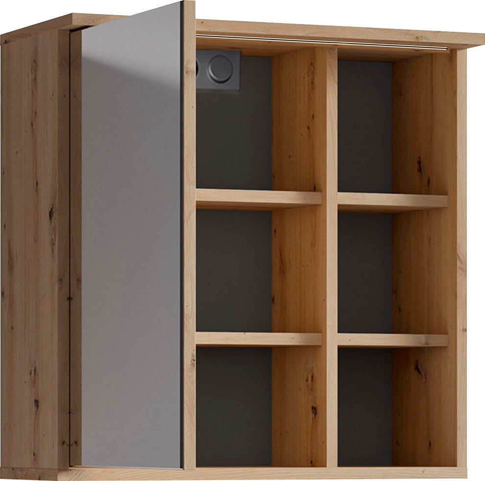 byLIVING Spiegelschrank »Wellness«, (1 St.), 60cm Badschrank mit LED-Leuchte, großem Spiegel und viel Stauraum