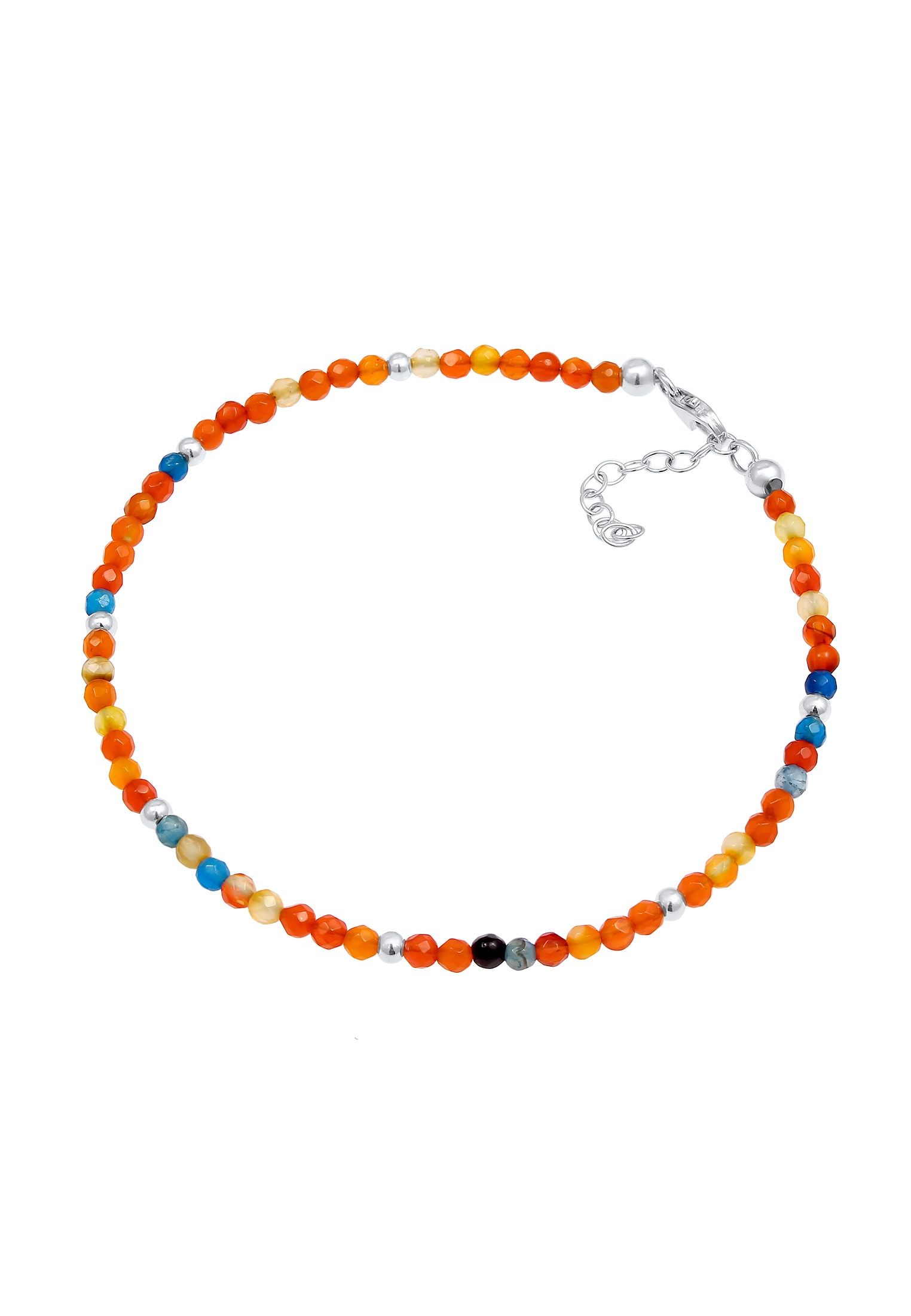Nenalina Fußkette »Fußschmuck Achat Kugeln Bunt Sommer Beach Festival 925 Silber«