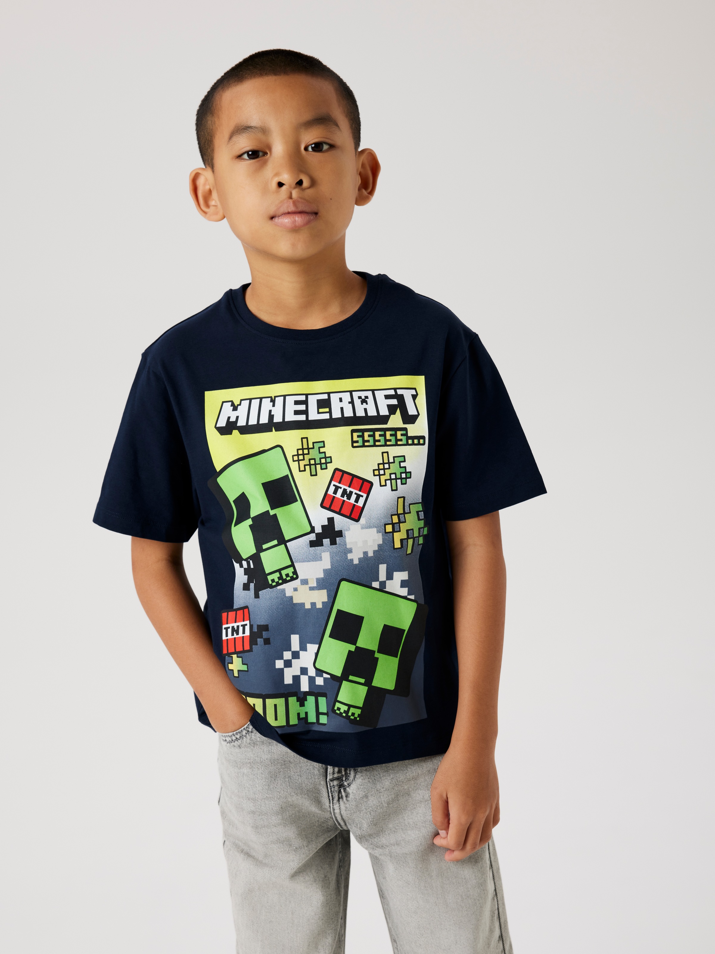 Name It T-Shirt »NKMMUS für Jungen mit Minecraft-Print und elastischem Bund«, regular fit, Jersey, Rundhals, Print