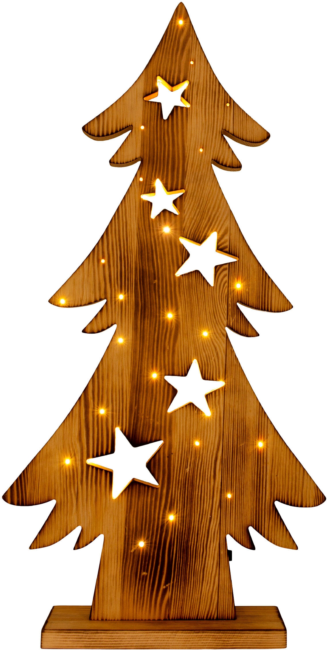 näve LED Dekoobjekt »LED-Holztannenbaum h: 70cm, Weihnachtsdeko aussen«, 1 flammig-flammig, Timerfunktion (6on/18off), AA Batterie 1,5V, für Außen geeignet