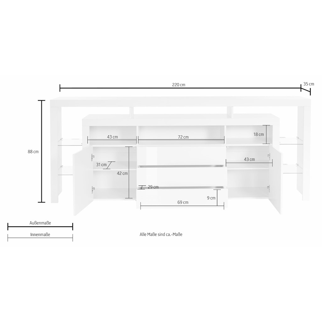 borchardt Möbel Sideboard »Rosario«, Breite 220 cm