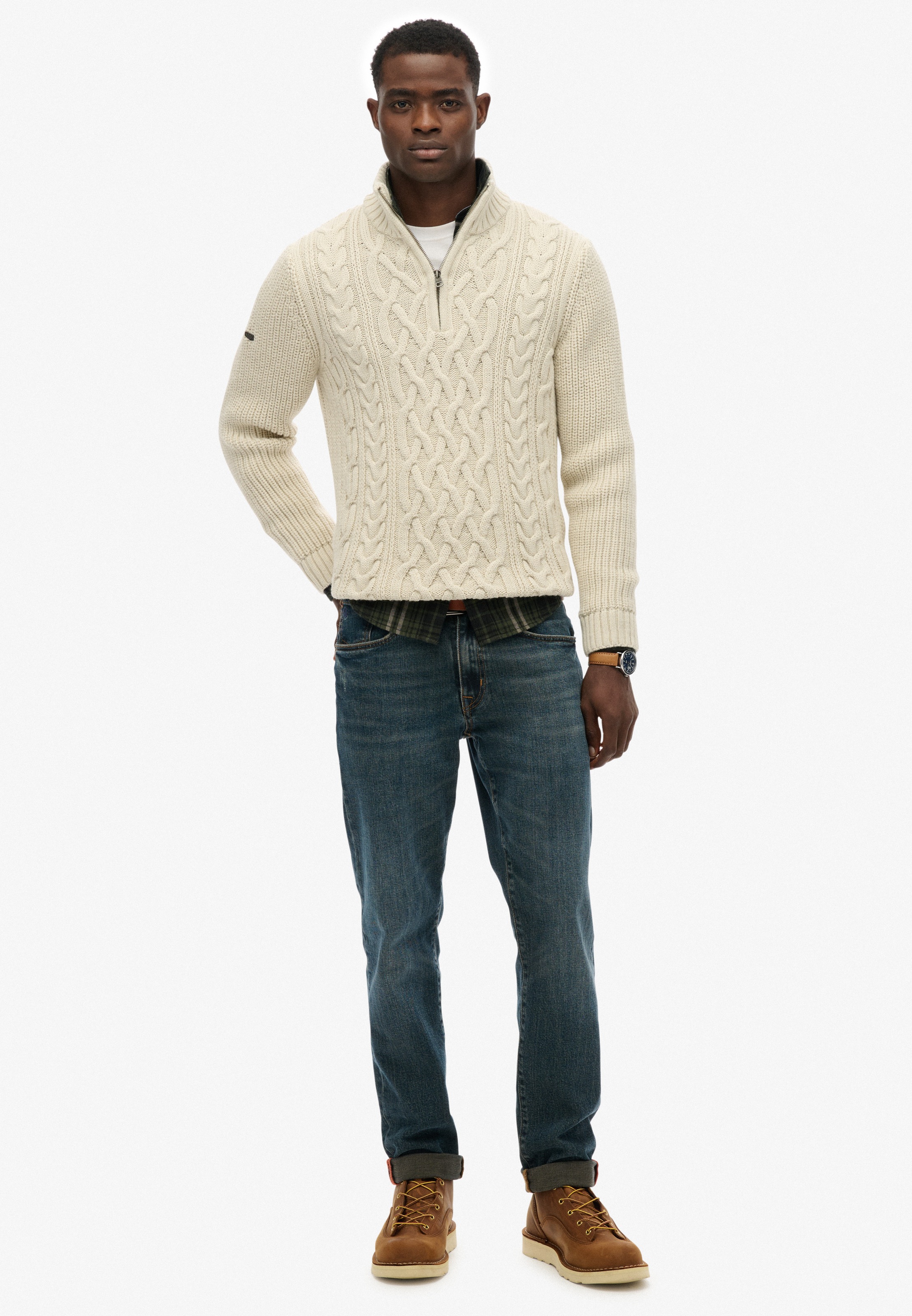 Superdry Strickpullover »JACOB CABLE KNIT HALF ZIP«